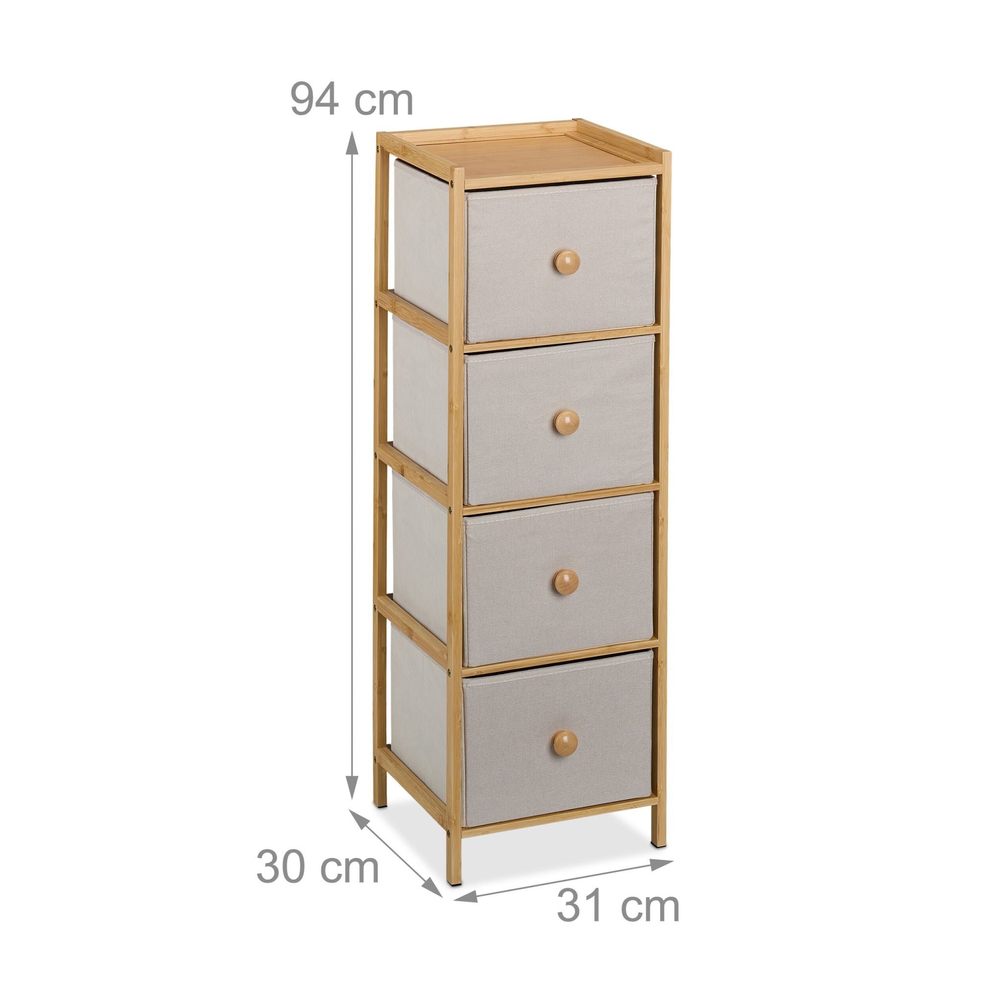 Schmale Kommode mit 4 Schubladen Beige-Hellbraun