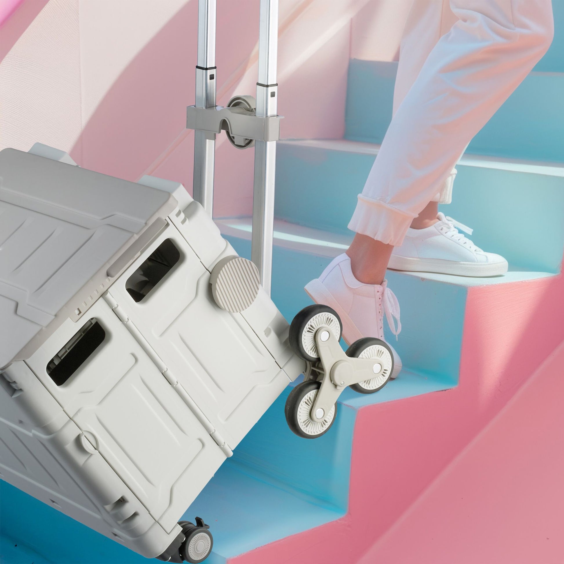 Einkaufstrolley Treppensteiger Weiss-Schwarz-Grau von Relaxdays