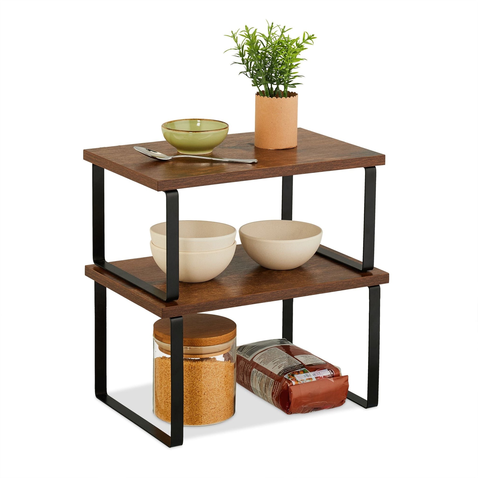 Tischregal Industrial 2er-Set Dunkelbraun-Schwarz von Relaxdays