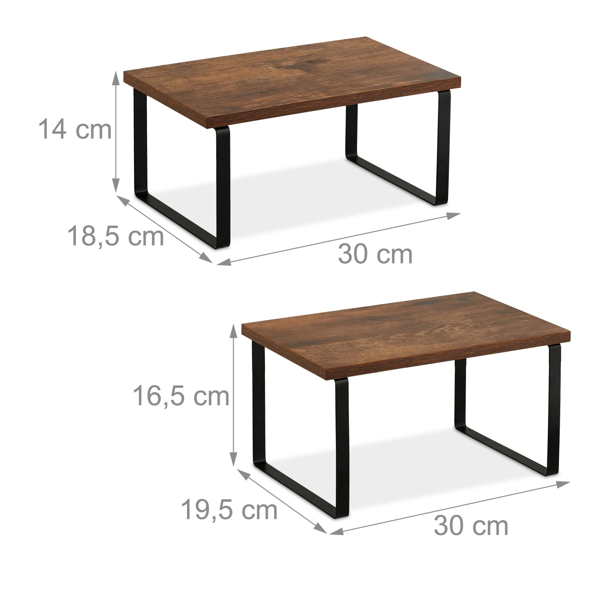 Tischregal Industrial 2er-Set Dunkelbraun-Schwarz von Relaxdays