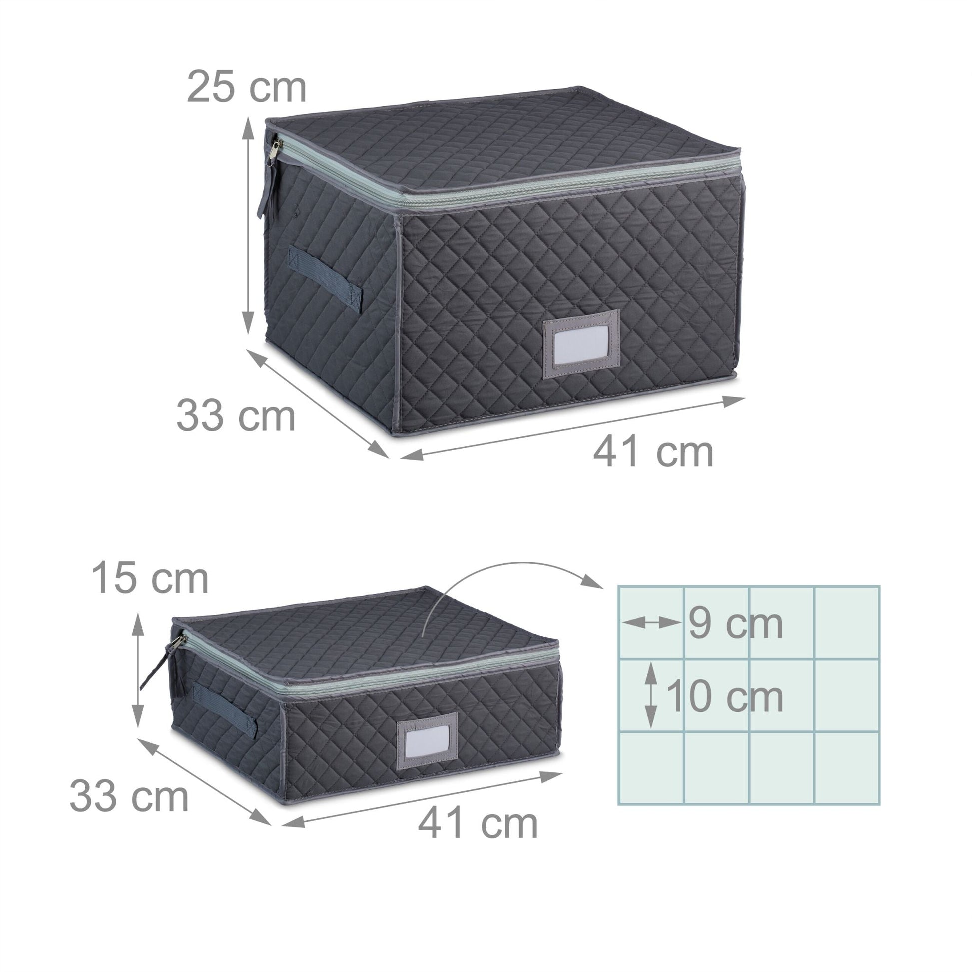 Aufbewahrungsbox für Geschirr 6er-Set Weiss-Grau von Relaxdays