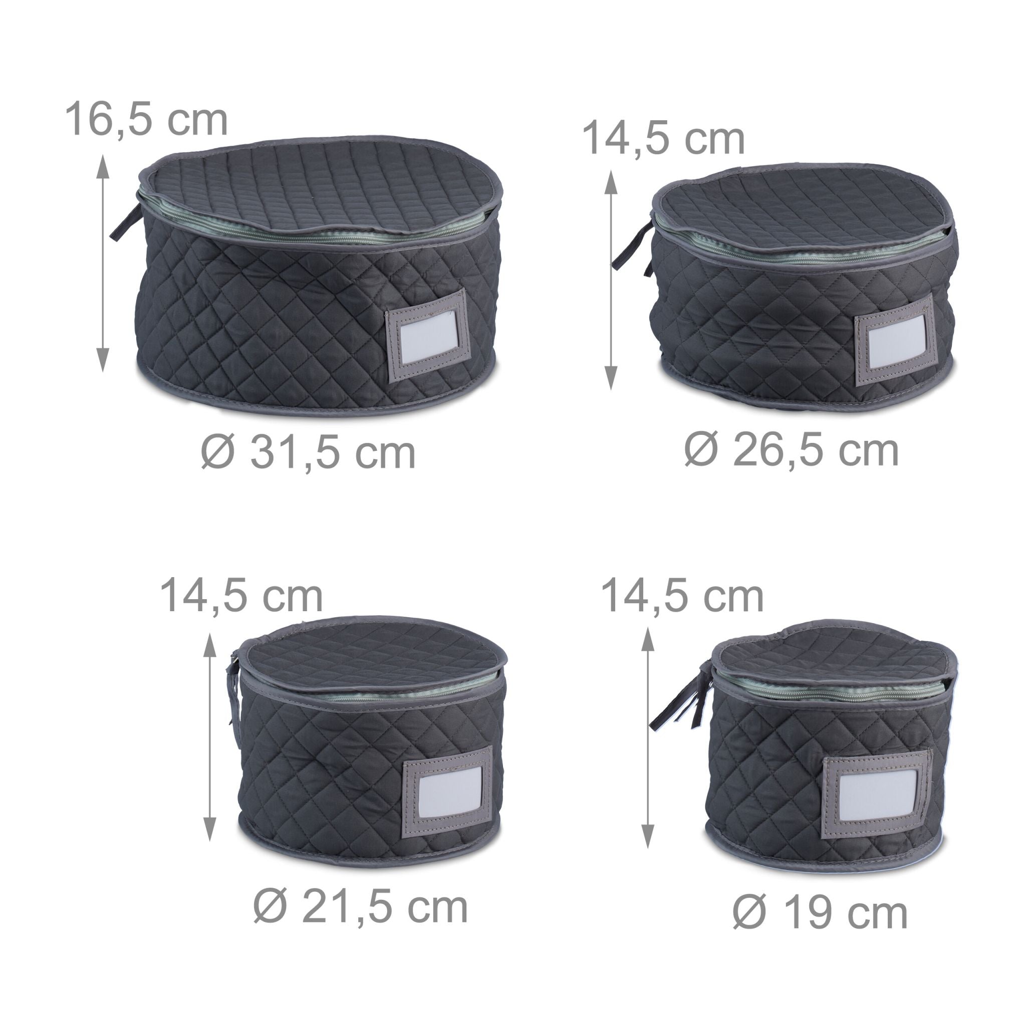 Aufbewahrungsbox für Geschirr 6er-Set Weiss-Grau von Relaxdays