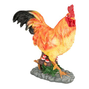 Gartenfigur Hahn Braun-Gelb-Rot von Relaxdays