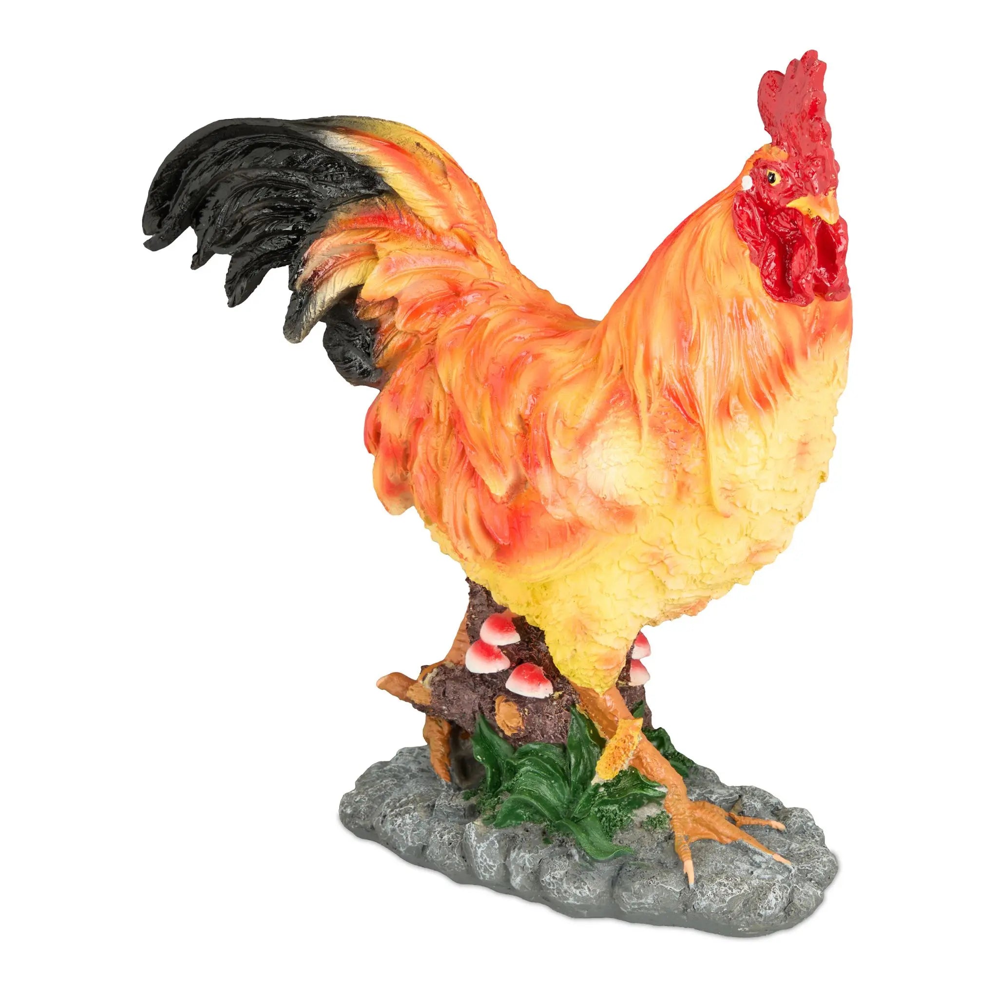 Gartenfigur Hahn Braun-Gelb-Rot von Relaxdays