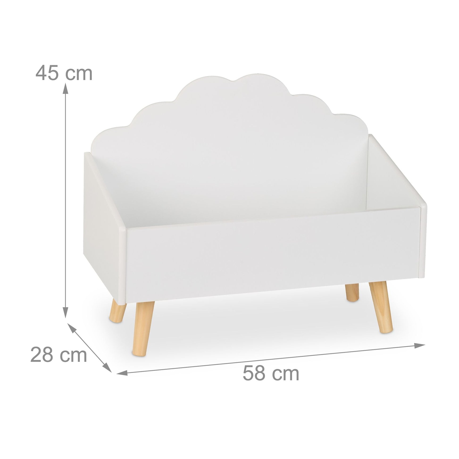 Kindertruhe Wolken-Design Weiss-Hellbraun von Relaxdays