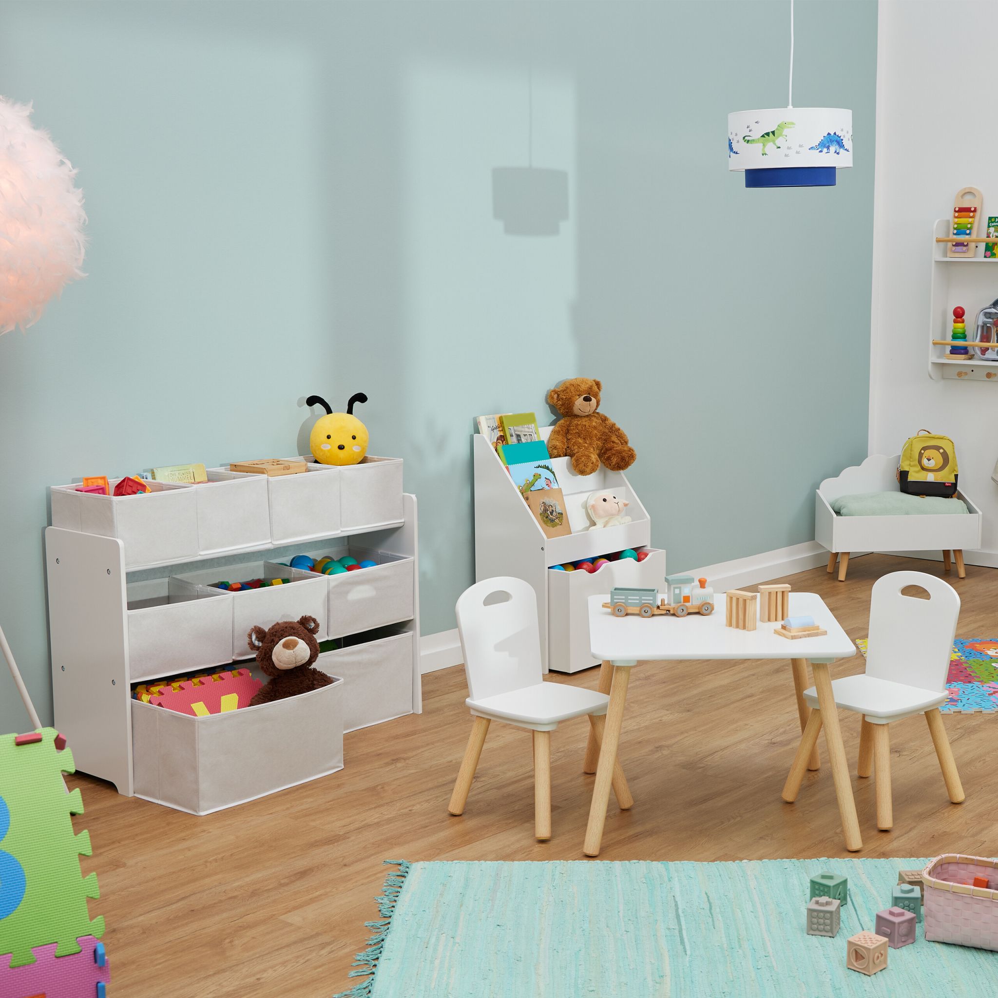 Kinderregal mit 9 Stoffboxen Weiss von Relaxdays
