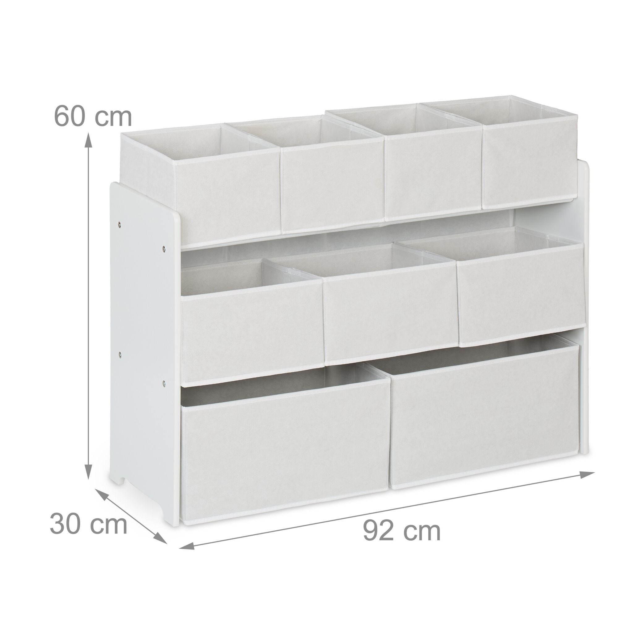 Kinderregal mit 9 Stoffboxen Weiss von Relaxdays