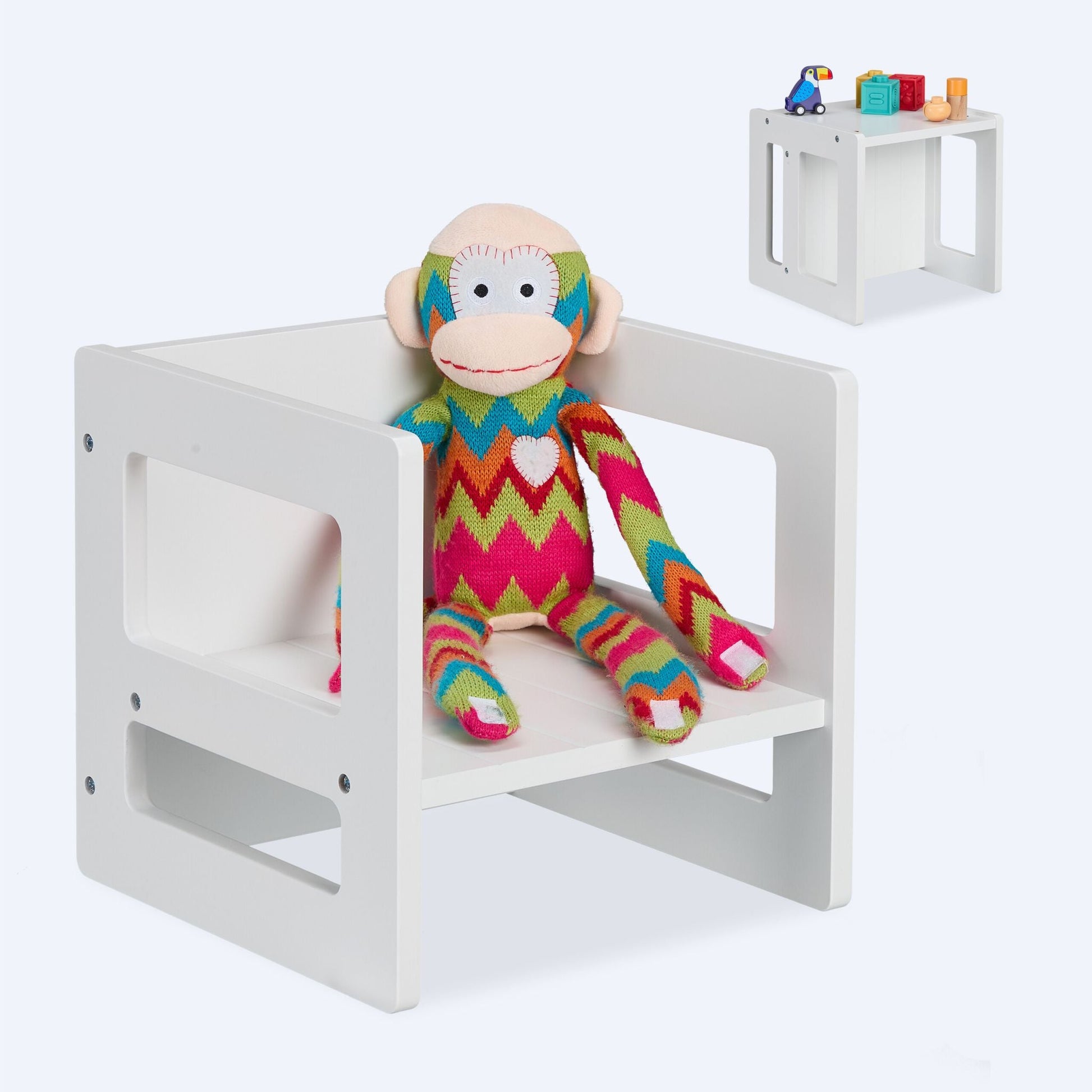 Wendbarer Sitzhocker für Kinder Weiss von Relaxdays