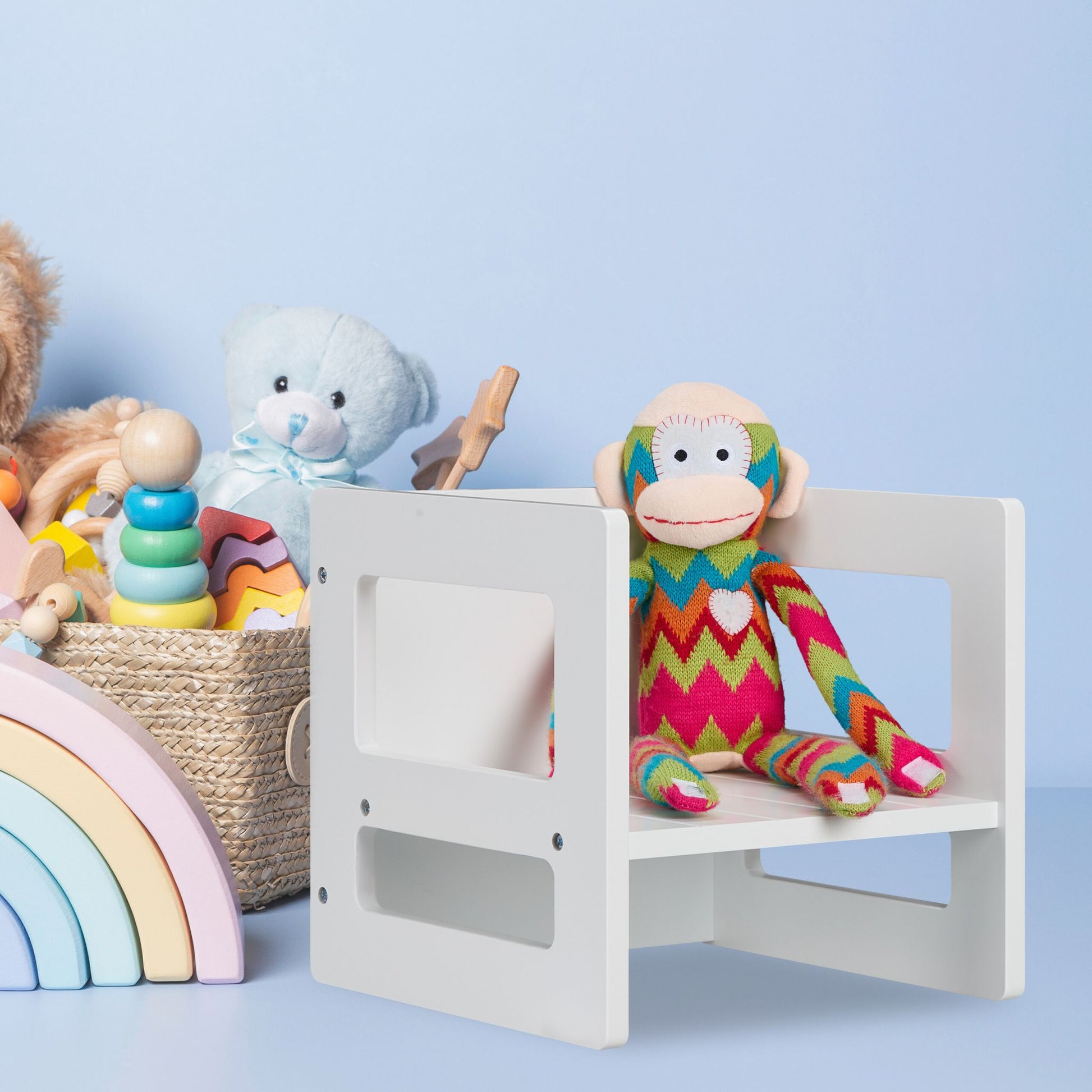 Wendbarer Sitzhocker für Kinder Weiss von Relaxdays