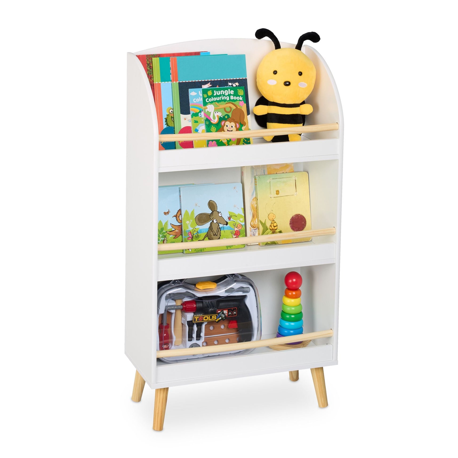Bücherregal Kinder mit 3 Fächern Weiss-Hellbraun von guteszeug.ch