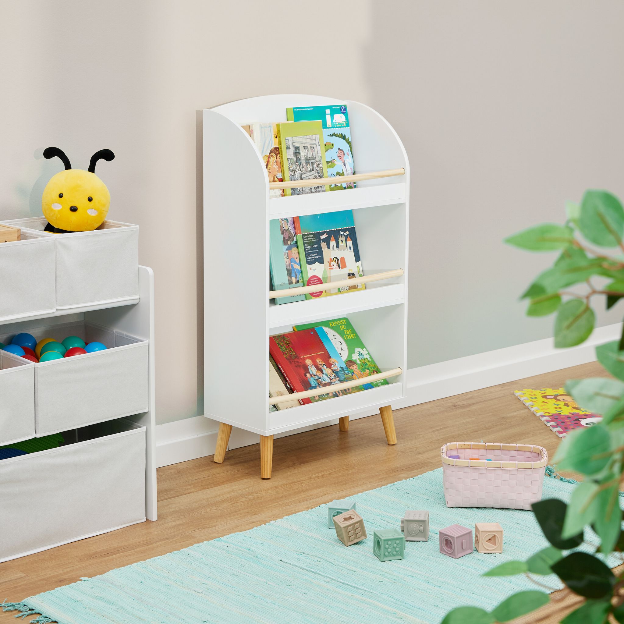 Bücherregal Kinder mit 3 Fächern Weiss-Hellbraun von guteszeug.ch