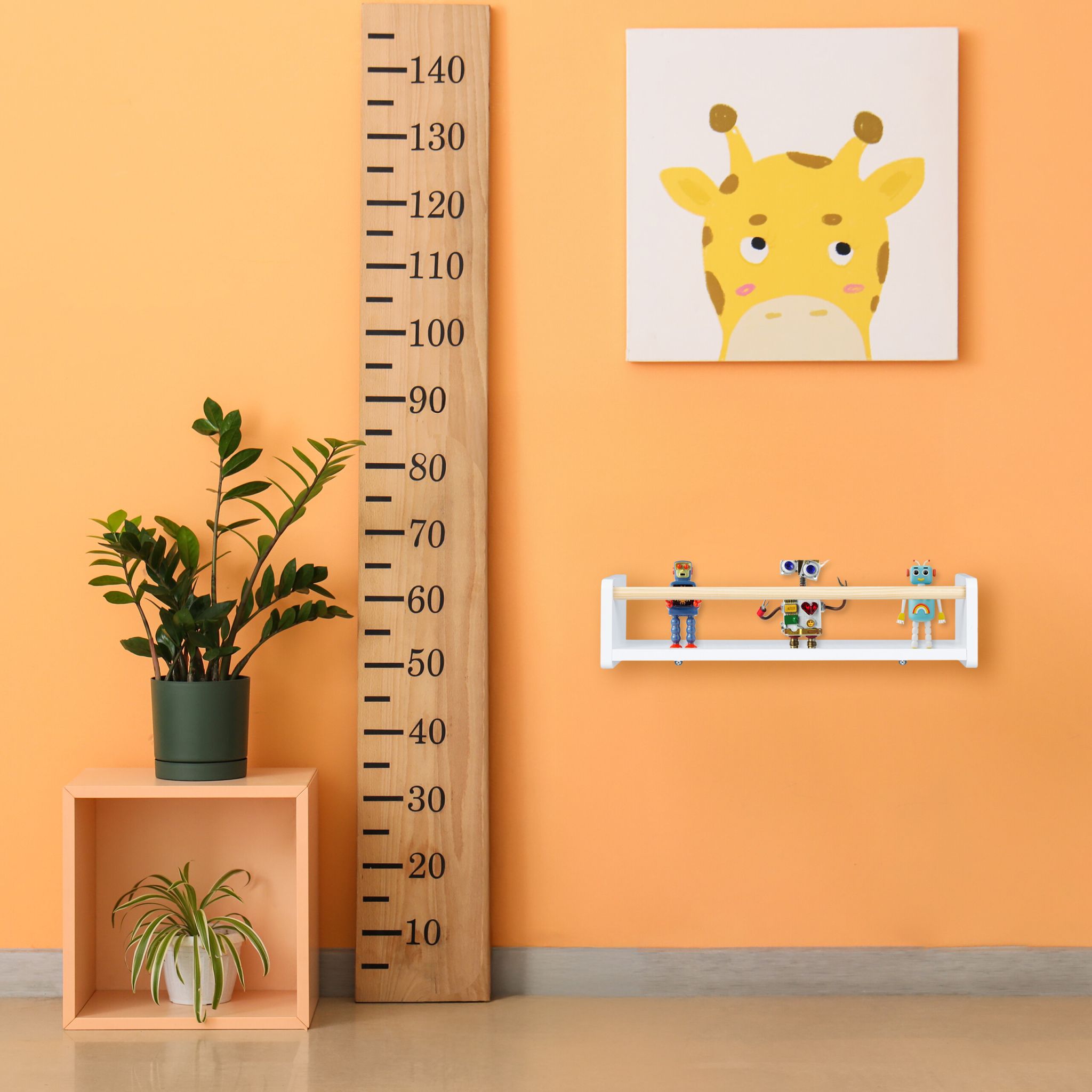 Kinderregal Wand 3er-Set Weiss-Hellbraun von Relaxdays