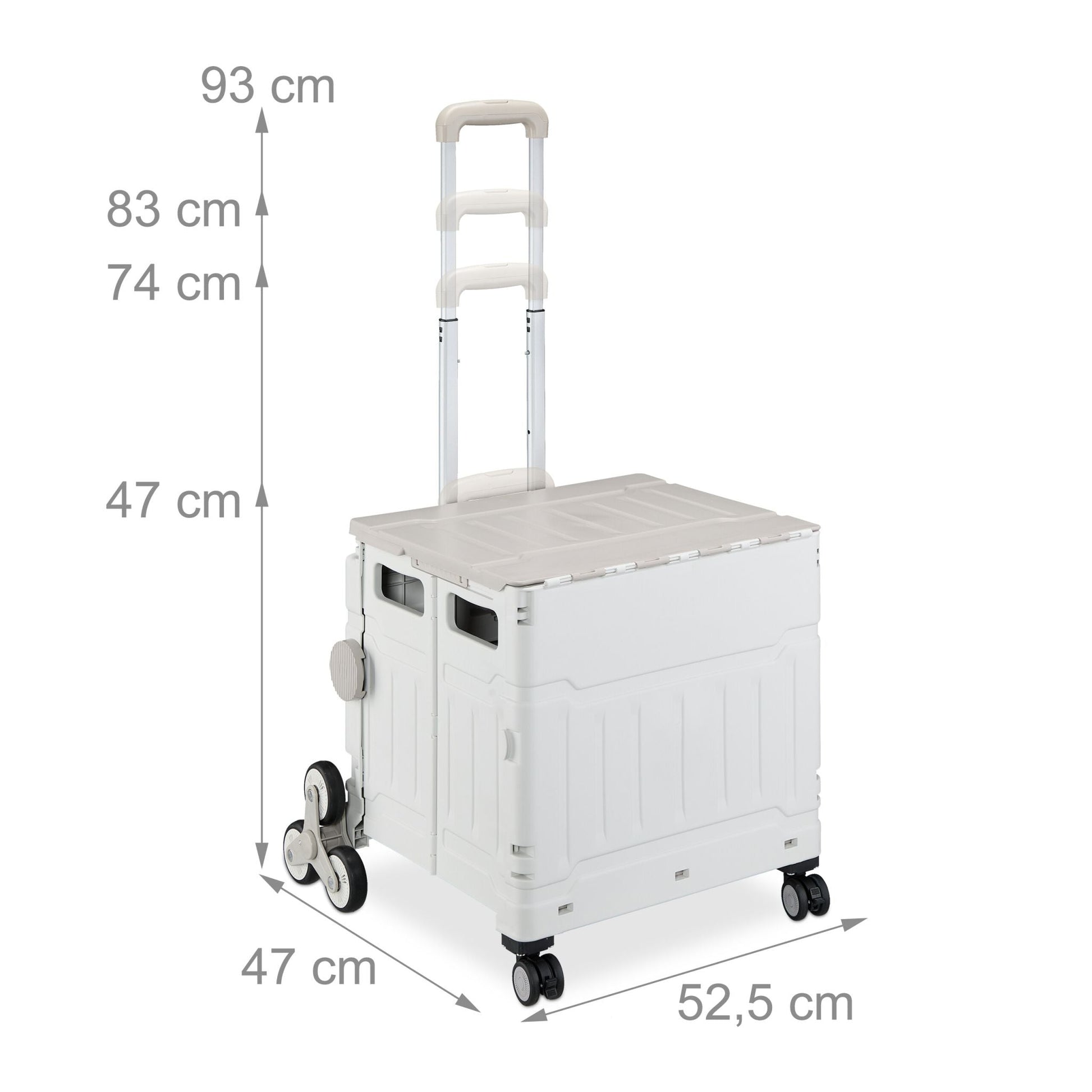 Einkaufstrolley Treppensteiger Weiss-Silber-Grau von Relaxdays