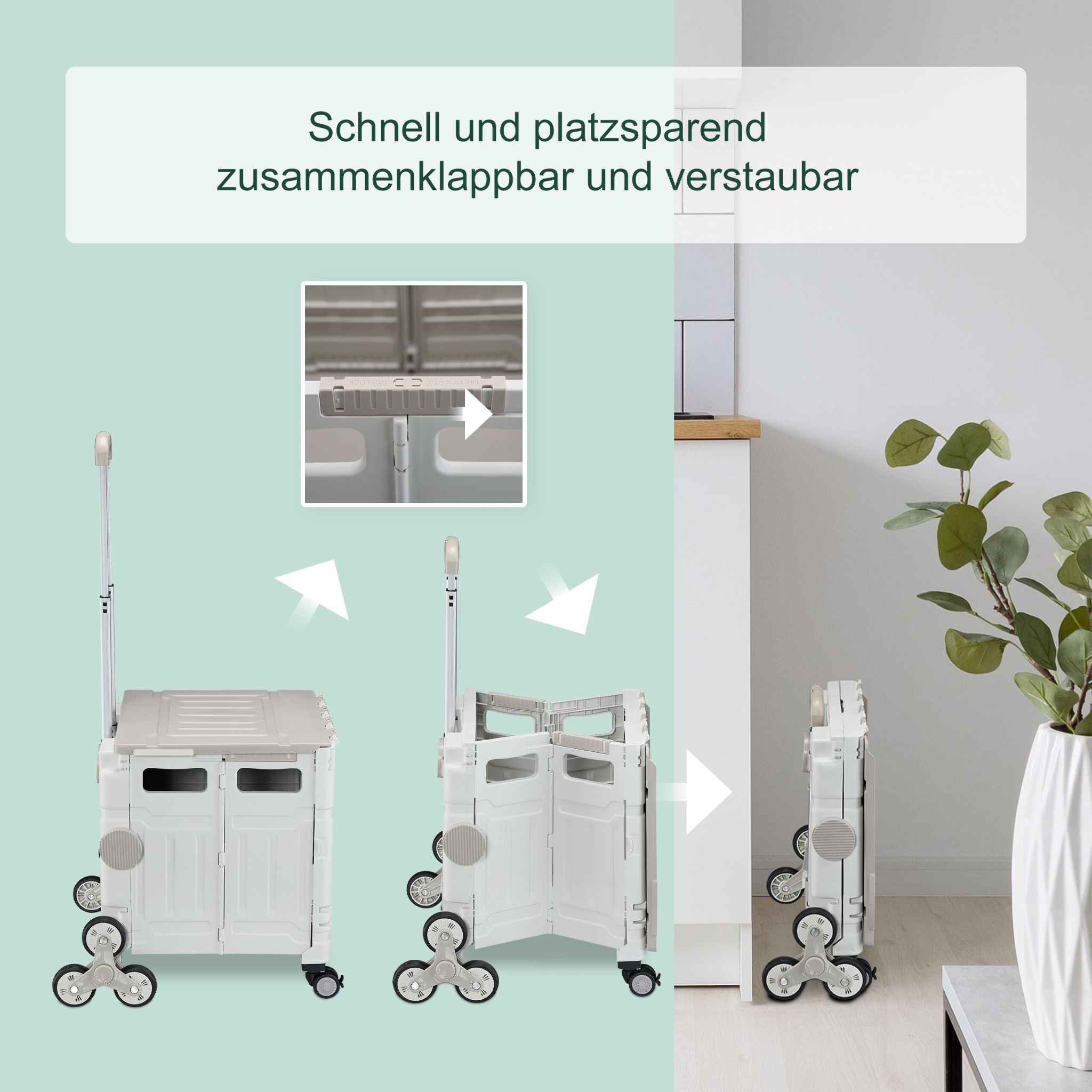 Einkaufstrolley Treppensteiger Weiss-Silber-Grau von Relaxdays