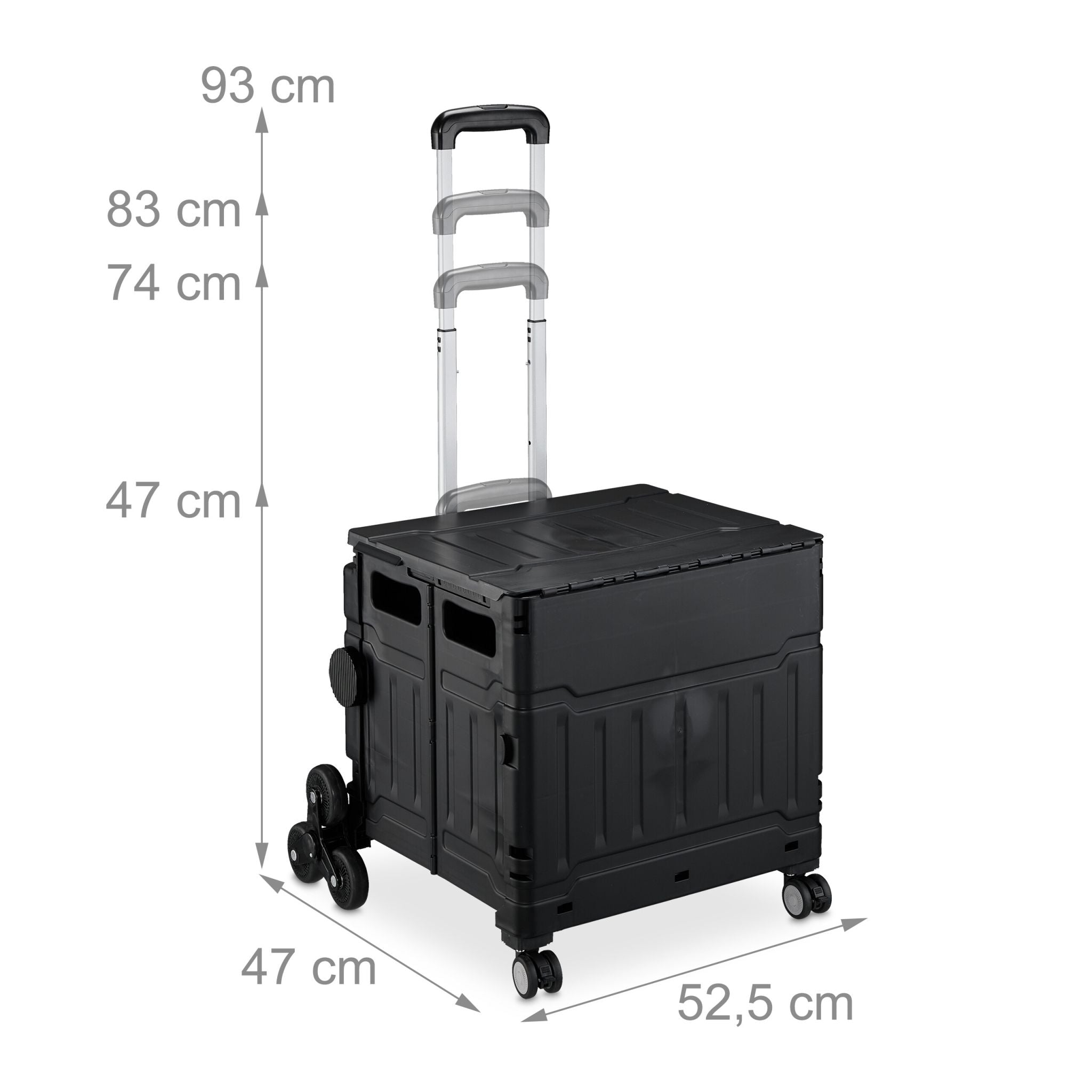 Einkaufstrolley Treppensteiger Schwarz-Silber von Relaxdays