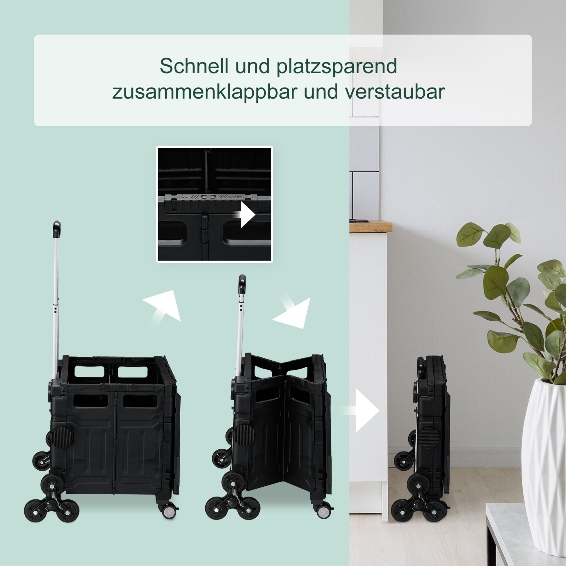 Einkaufstrolley Treppensteiger Schwarz-Silber von Relaxdays