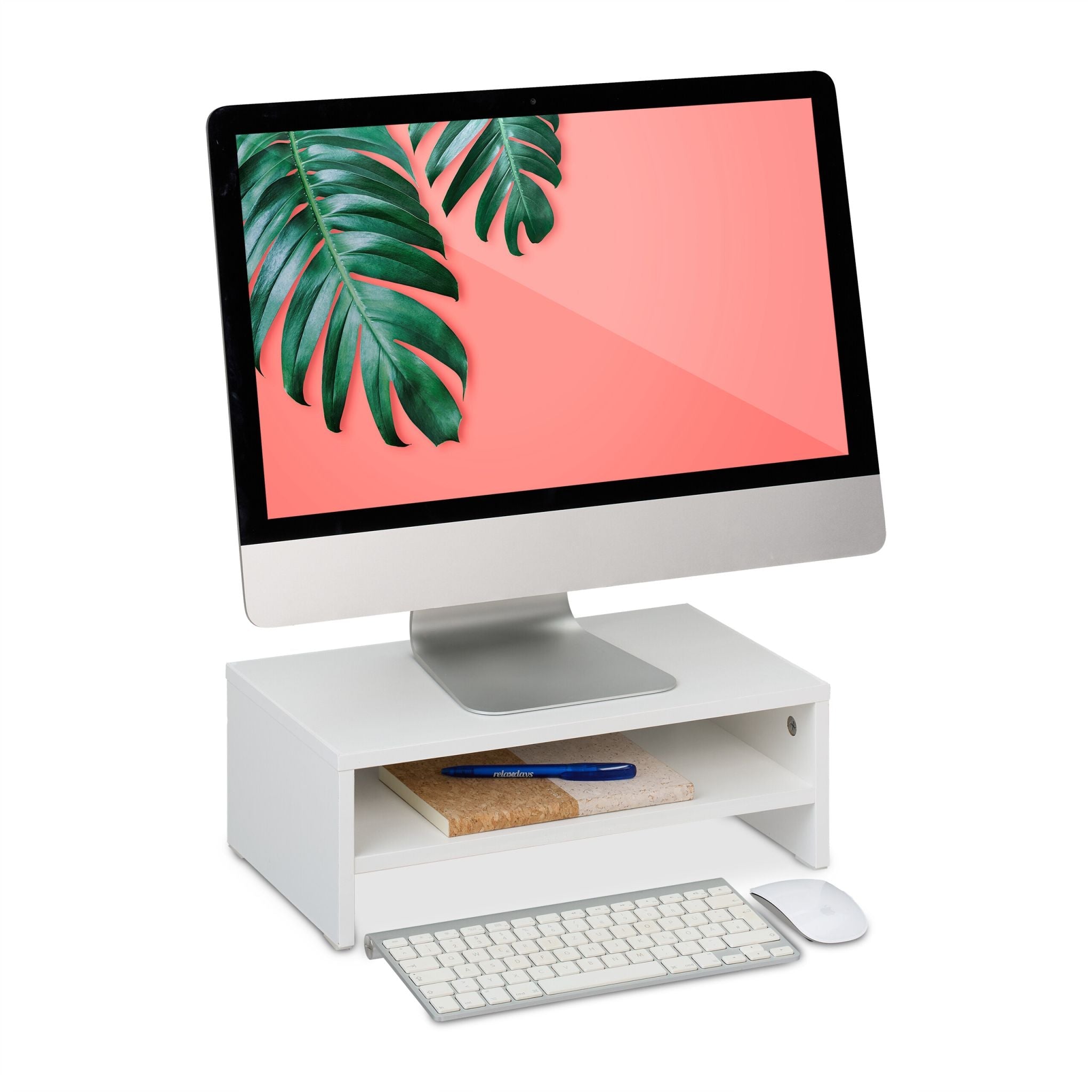 Monitorständer mit Fach Weiss von Relaxdays