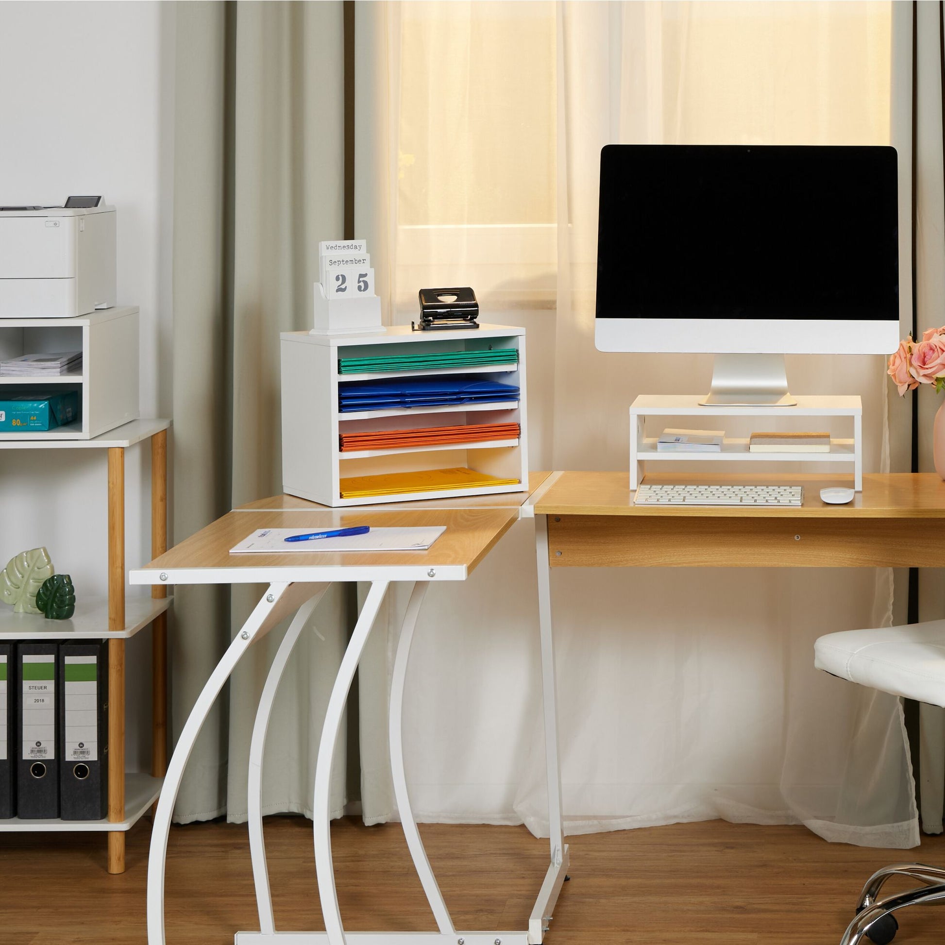 Monitorständer mit Fach Weiss von Relaxdays