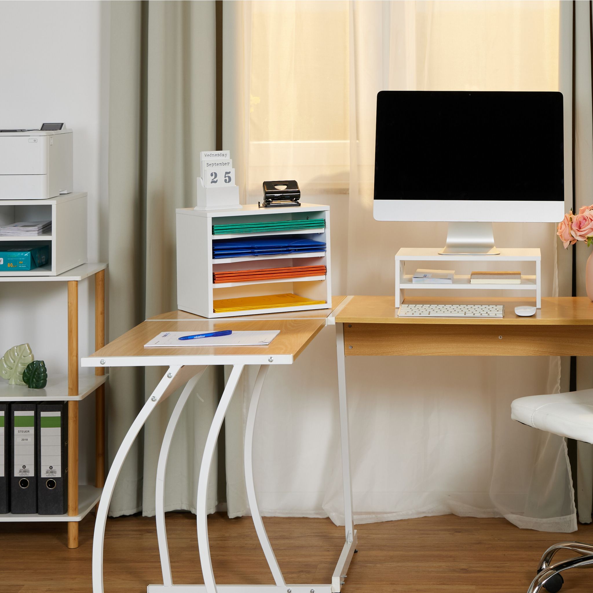 Monitorständer mit Fach Weiss von Relaxdays