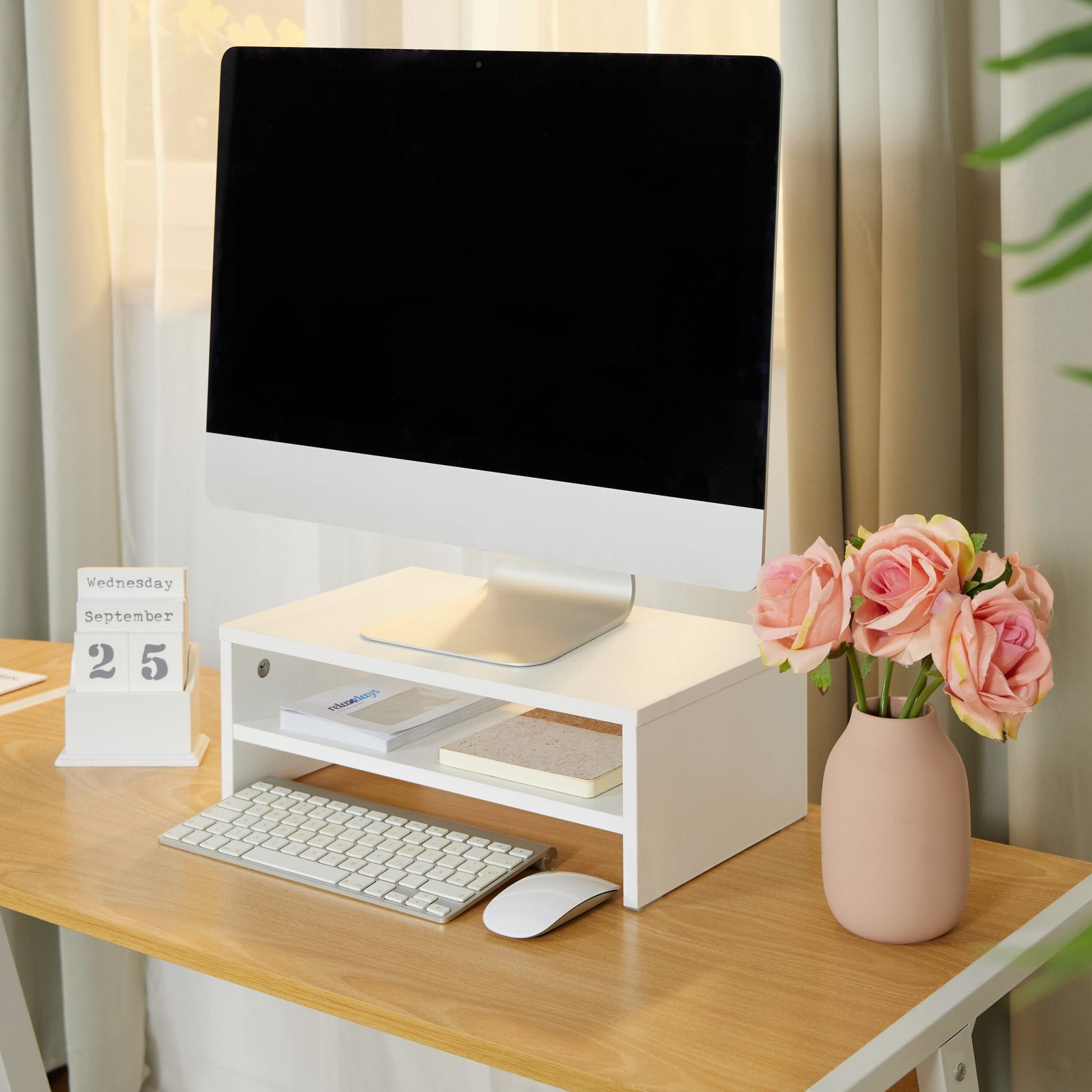 Monitorständer mit Fach Weiss von Relaxdays