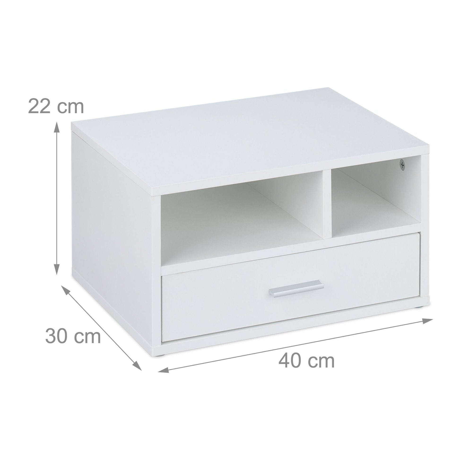 Druckerständer mit Schublade Weiss-Silber von Relaxdays