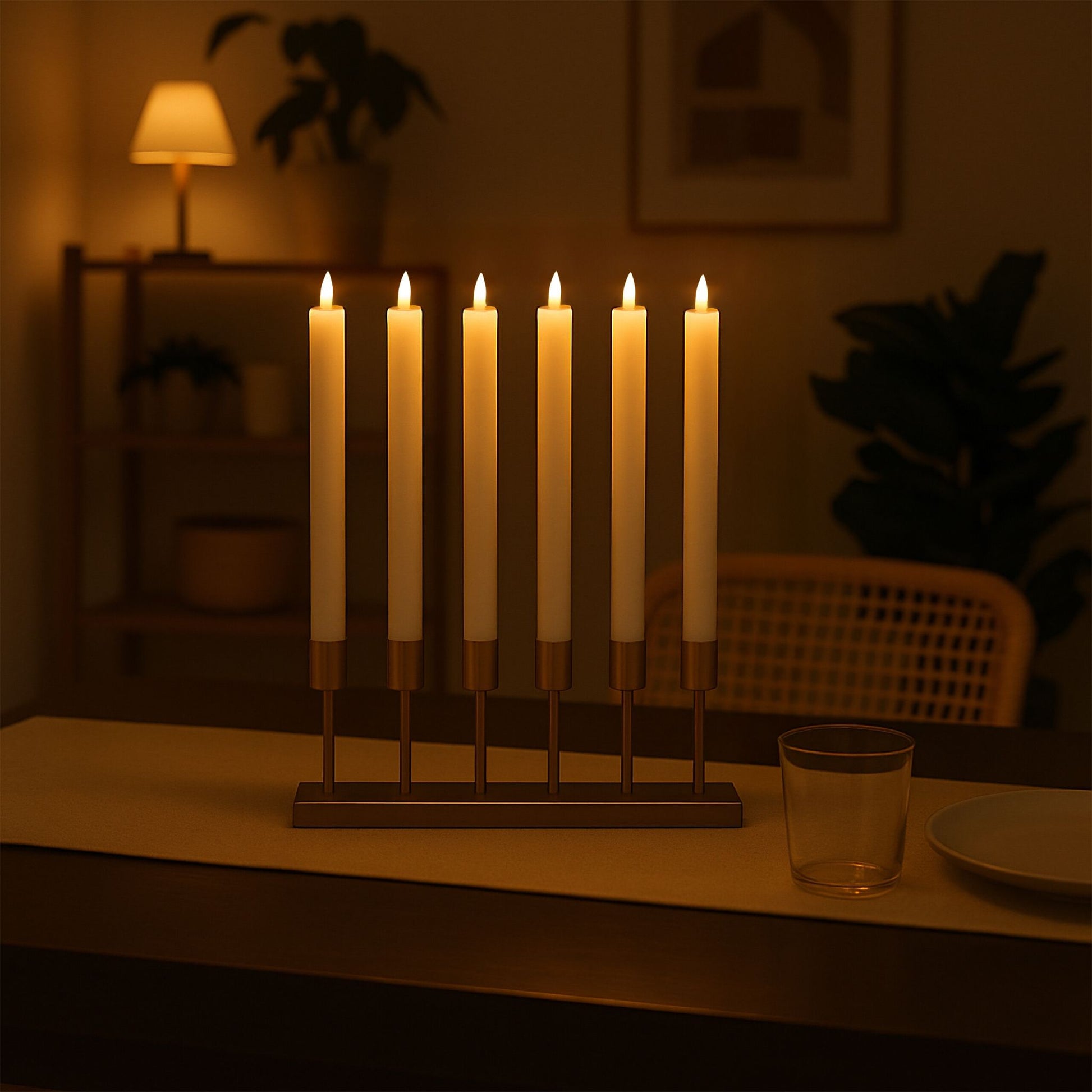 LED Stabkerzen mit Timer 6er-Set Weiss von Relaxdays