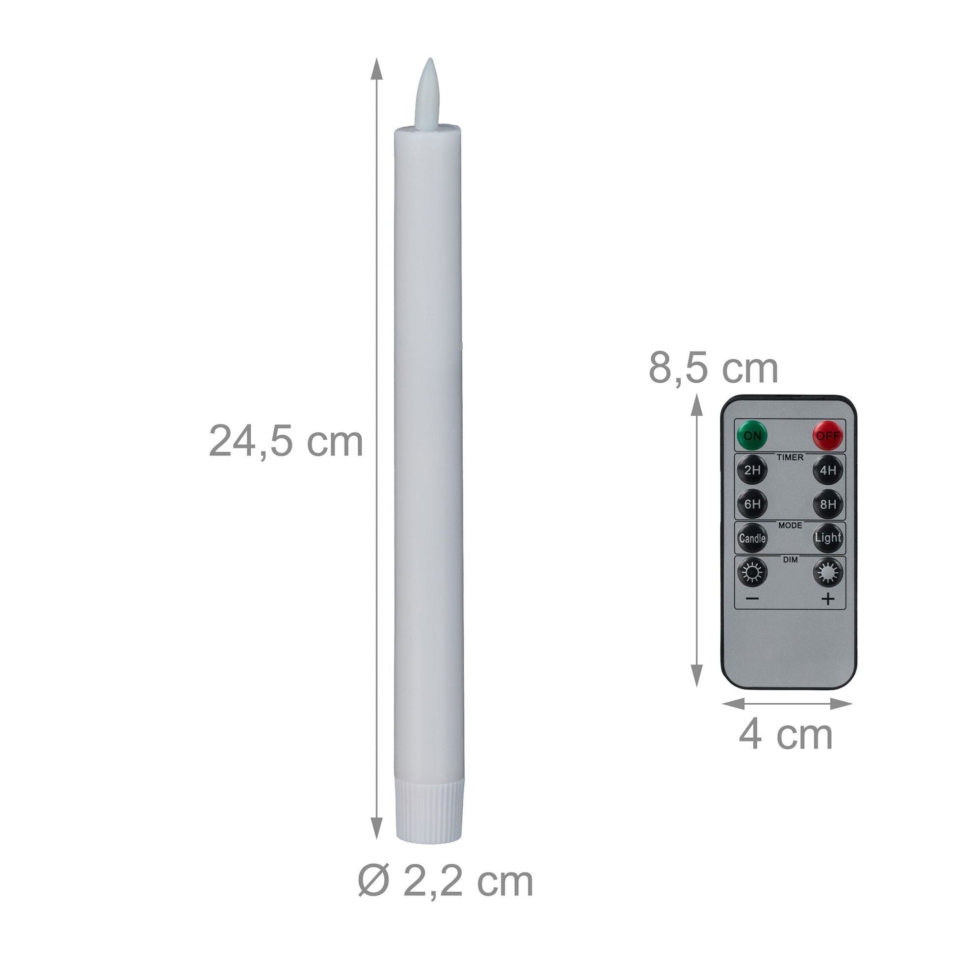LED Stabkerzen mit Timer 6er-Set Weiss von Relaxdays