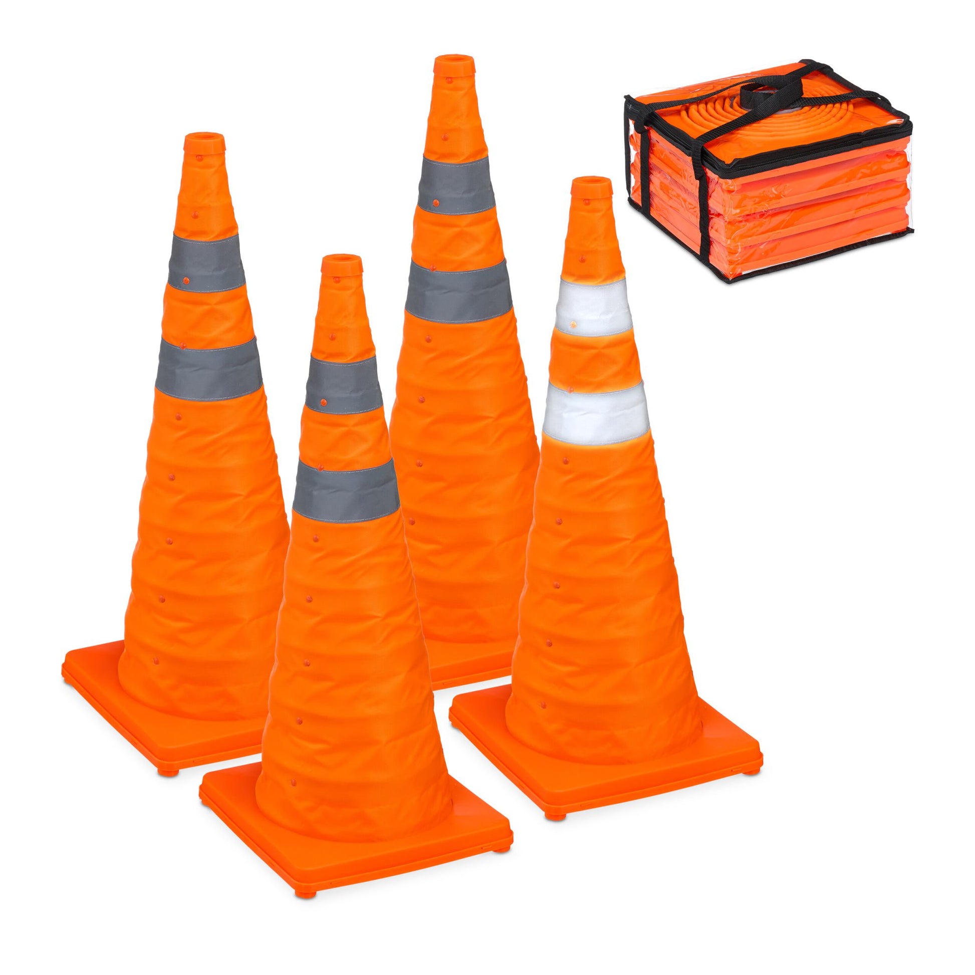Faltbare Pylonen 70cm 4er-Set Orange-Silber von Relaxdays