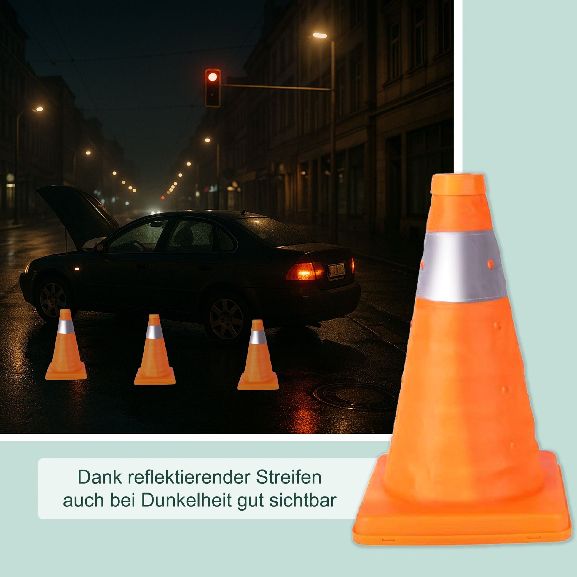 Faltbare Pylonen 4er-Set Orange-Silber von Relaxdays
