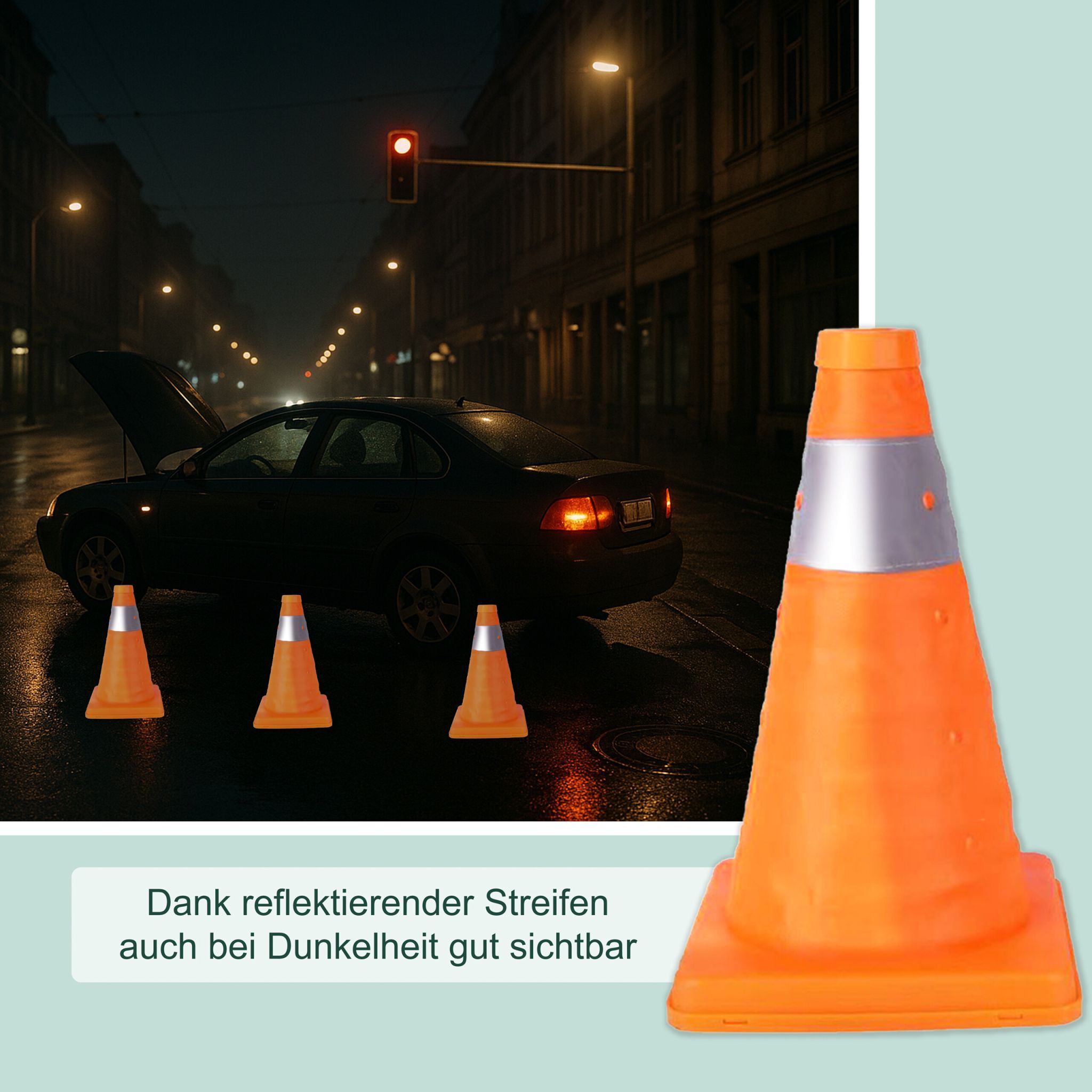 Faltbare Pylonen 4er-Set Orange-Silber von Relaxdays