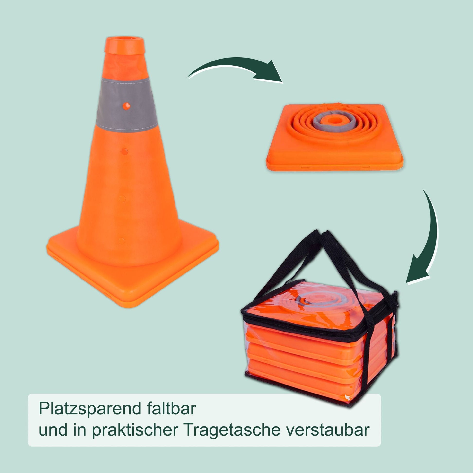 Faltbare Pylonen 4er-Set Orange-Silber von Relaxdays