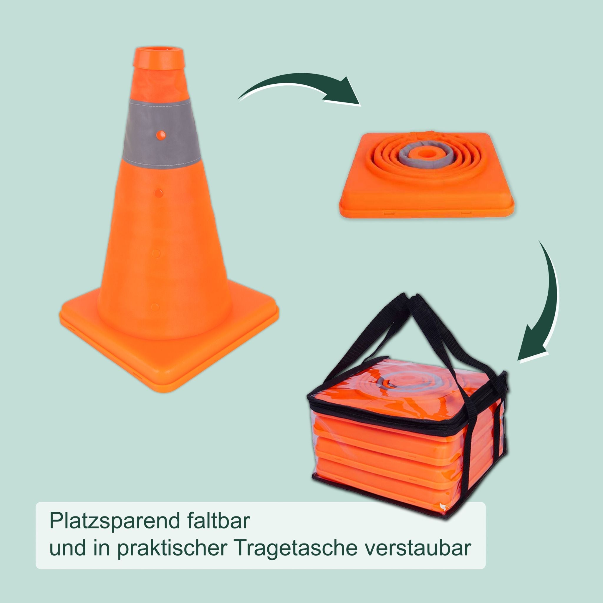 Faltbare Pylonen 4er-Set Orange-Silber von Relaxdays