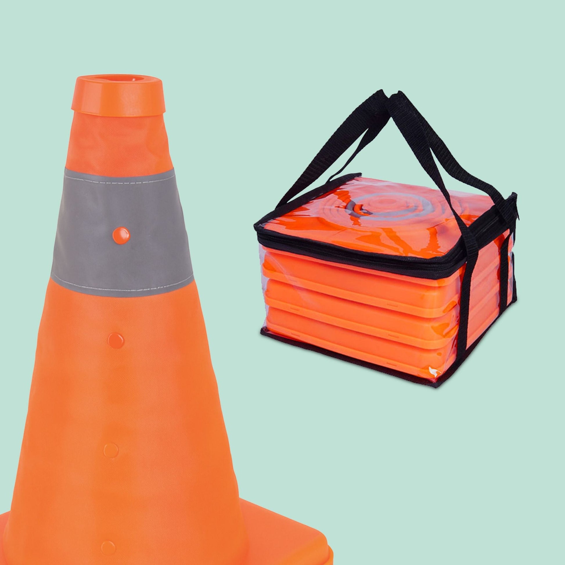Faltbare Pylonen 4er-Set Orange-Silber von Relaxdays