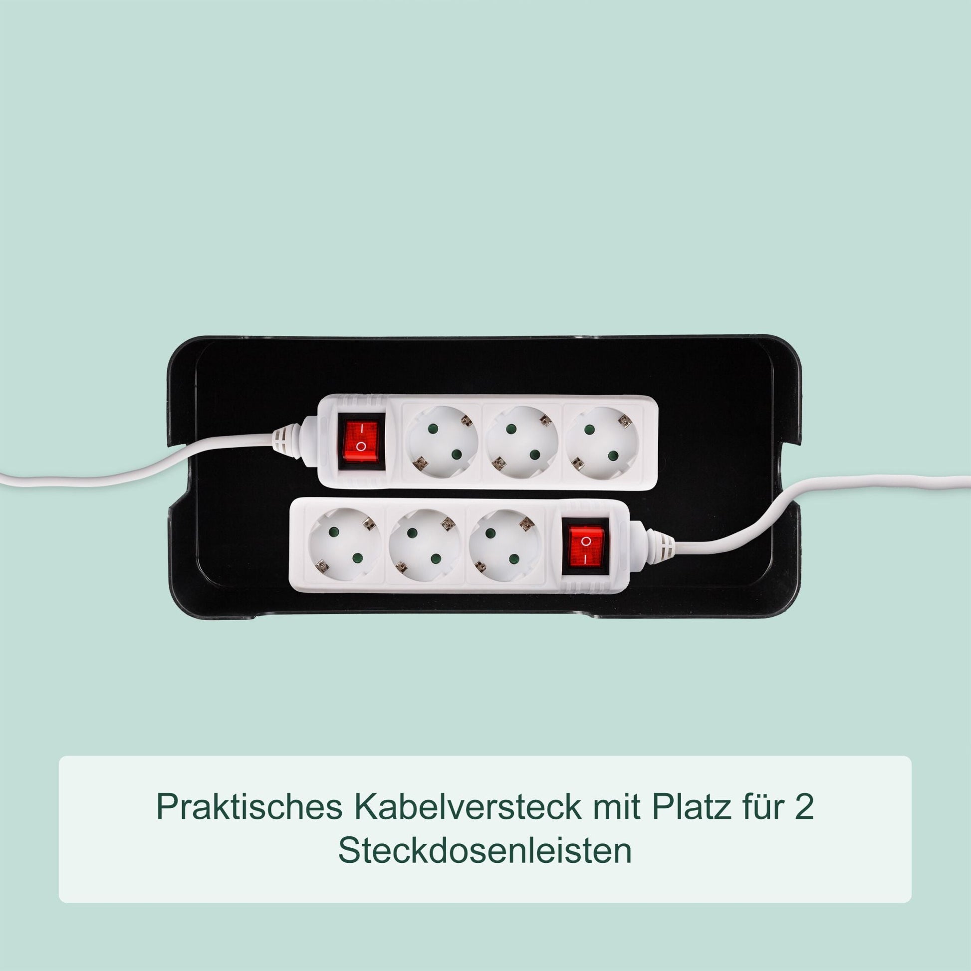 Kabelbox mit Bambusdeckel Hellbraun-Schwarz von Relaxdays