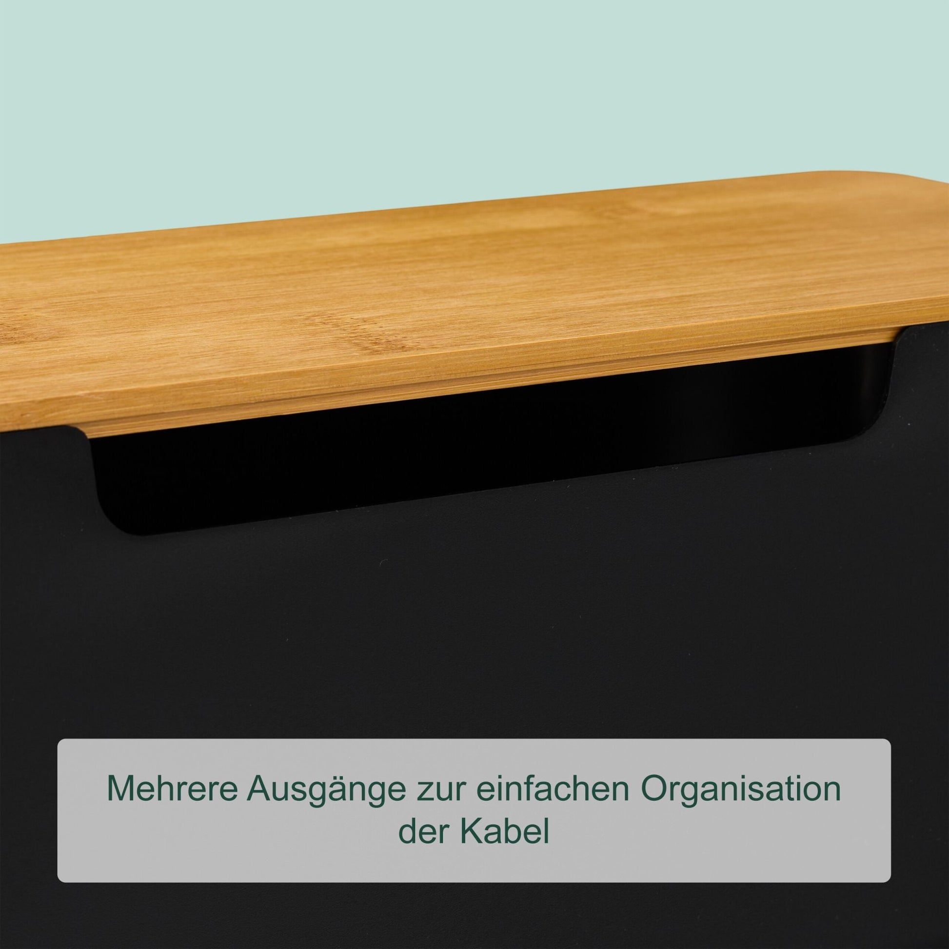 Kabelbox mit Bambusdeckel Hellbraun-Schwarz von Relaxdays