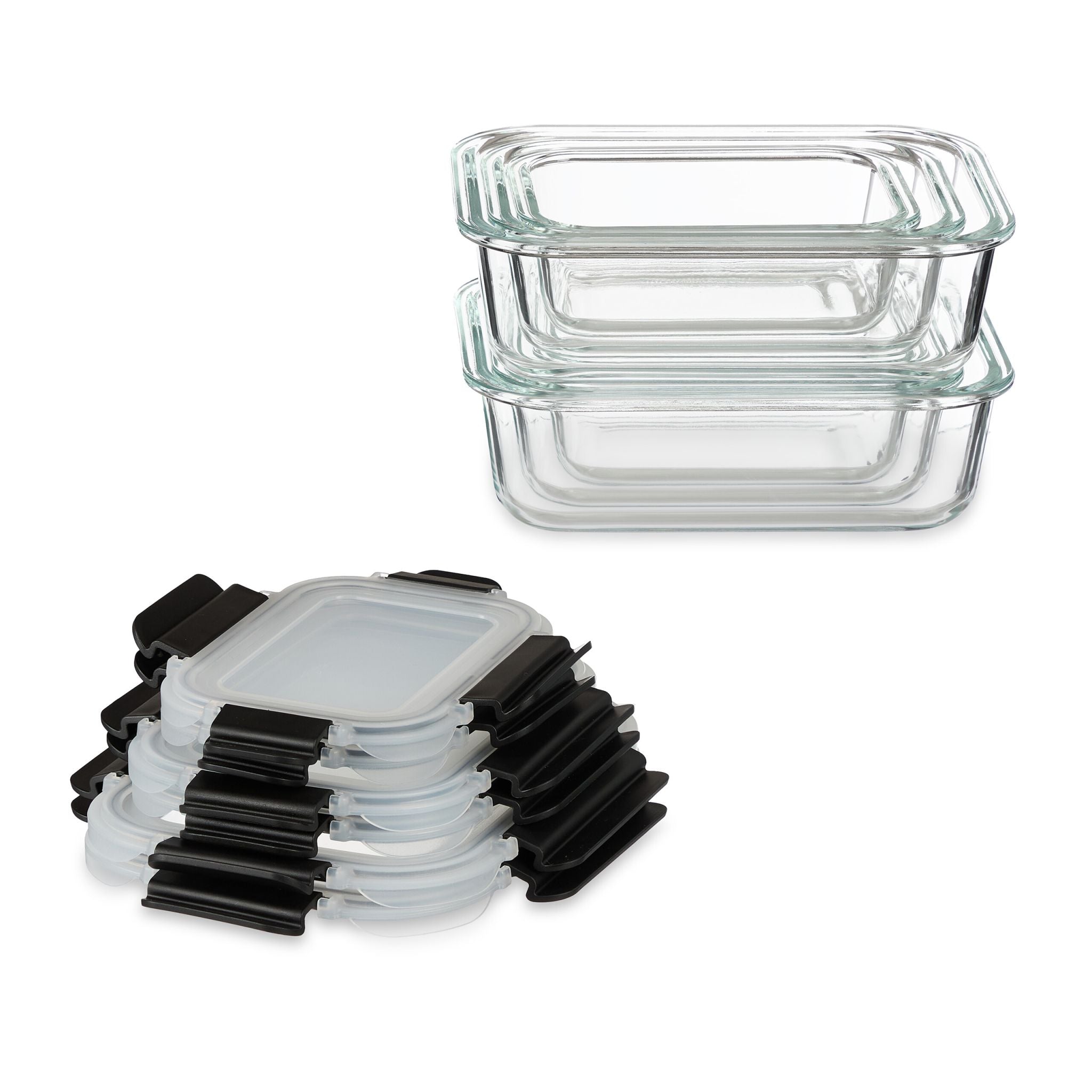 Glasbehälter mit Deckel 12er-Set Schwarz-Transparent von Relaxdays