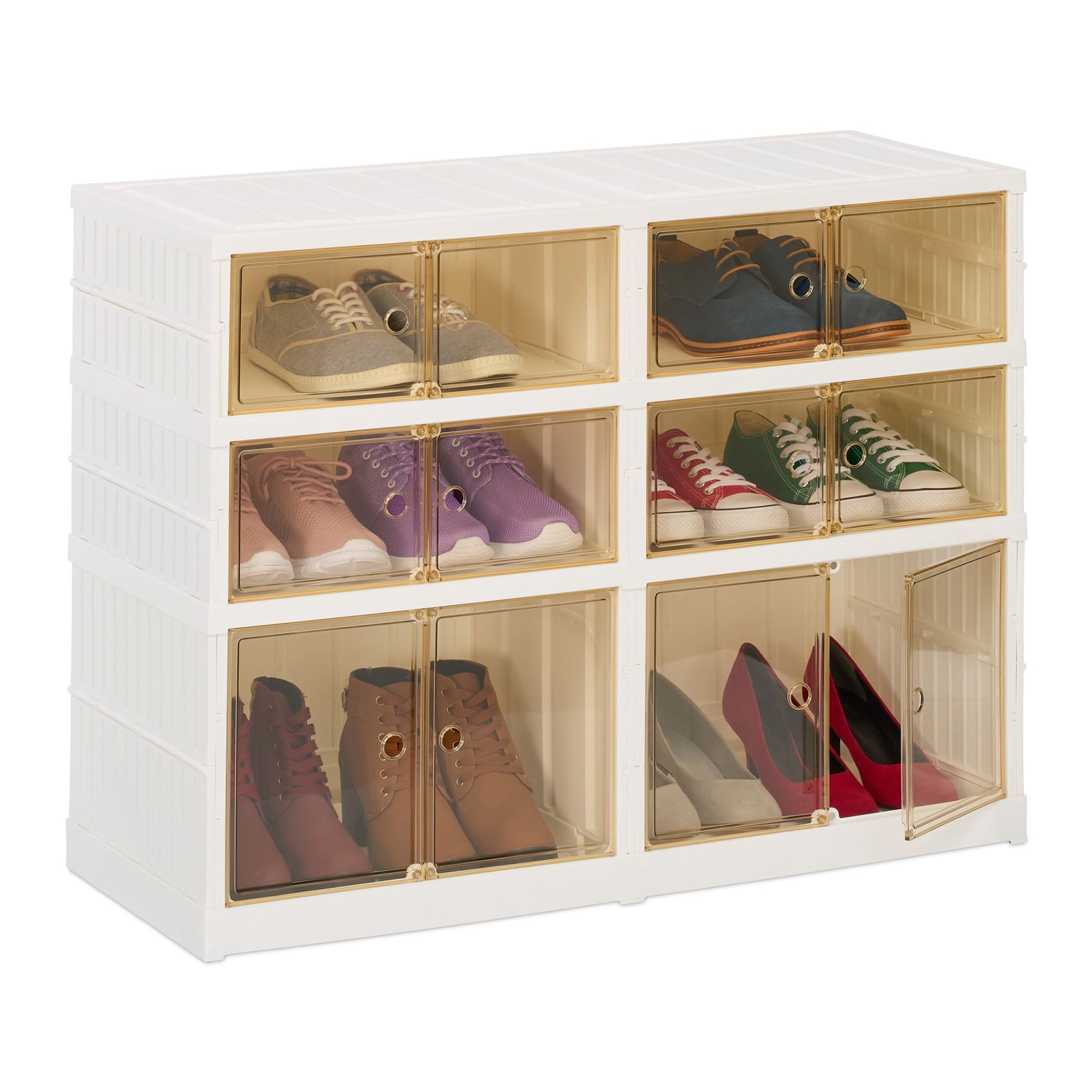 Faltbarer Schuhschrank Weiss-Hellbraun von Relaxdays