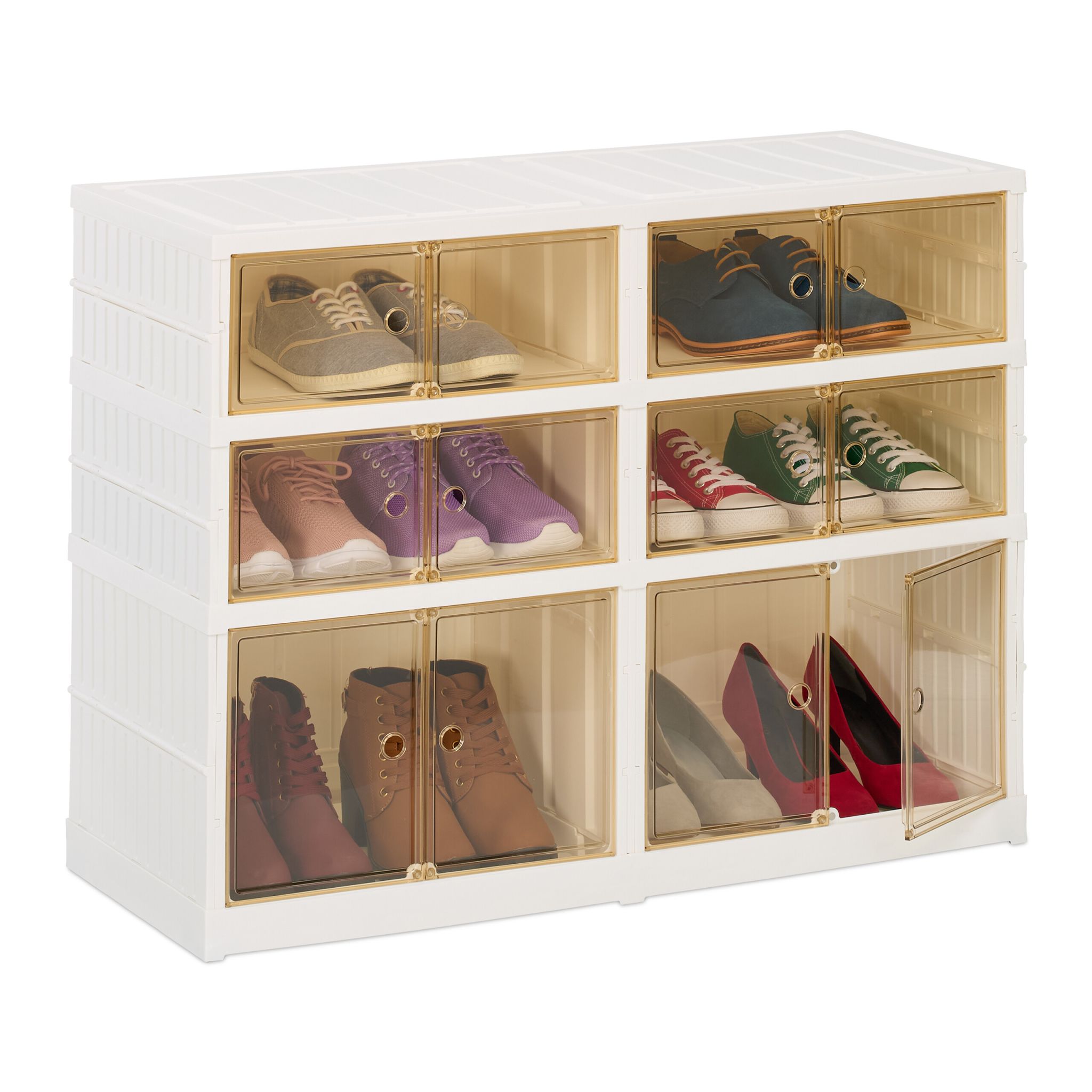 Faltbarer Schuhschrank Weiss-Hellbraun von Relaxdays