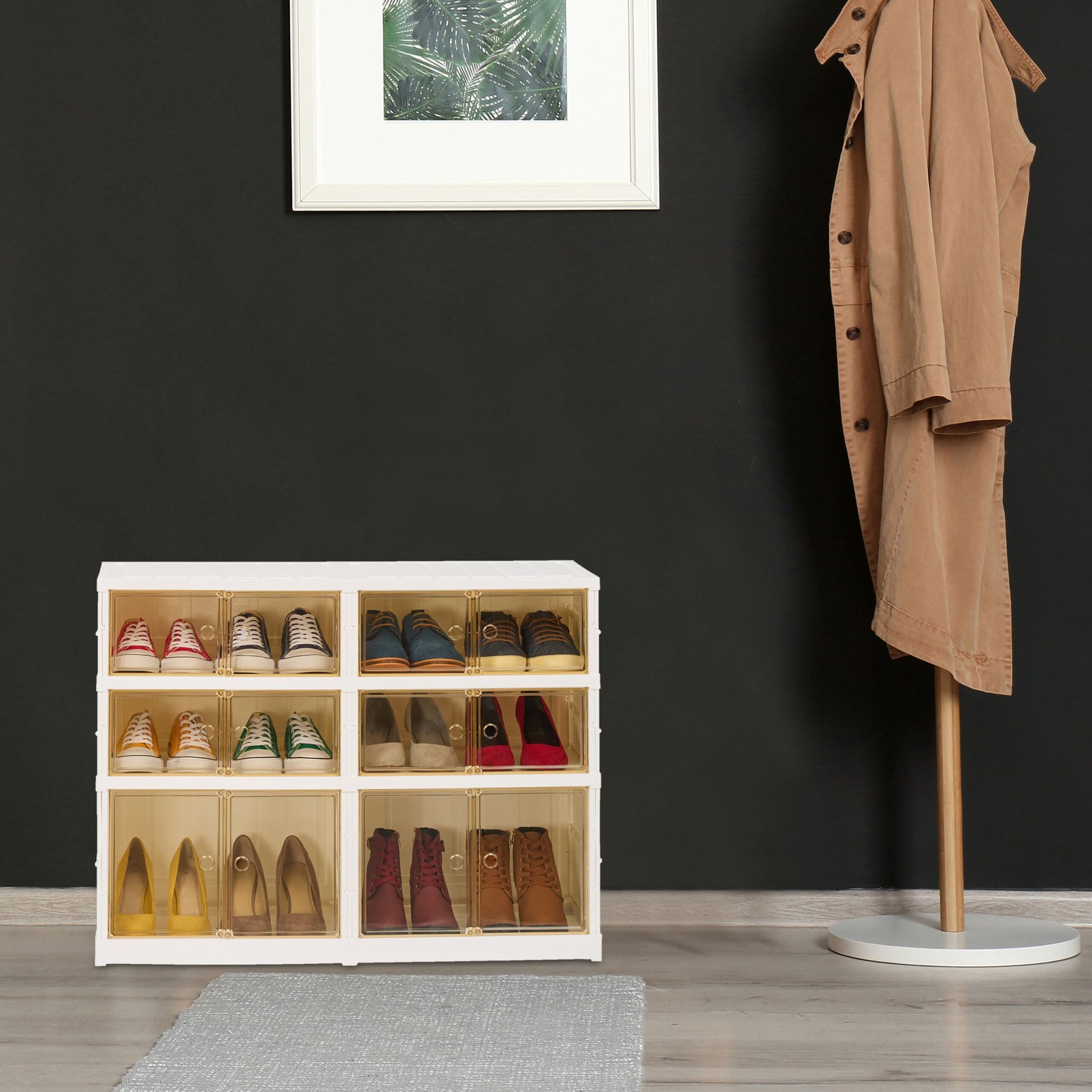 Faltbarer Schuhschrank Weiss-Hellbraun von Relaxdays
