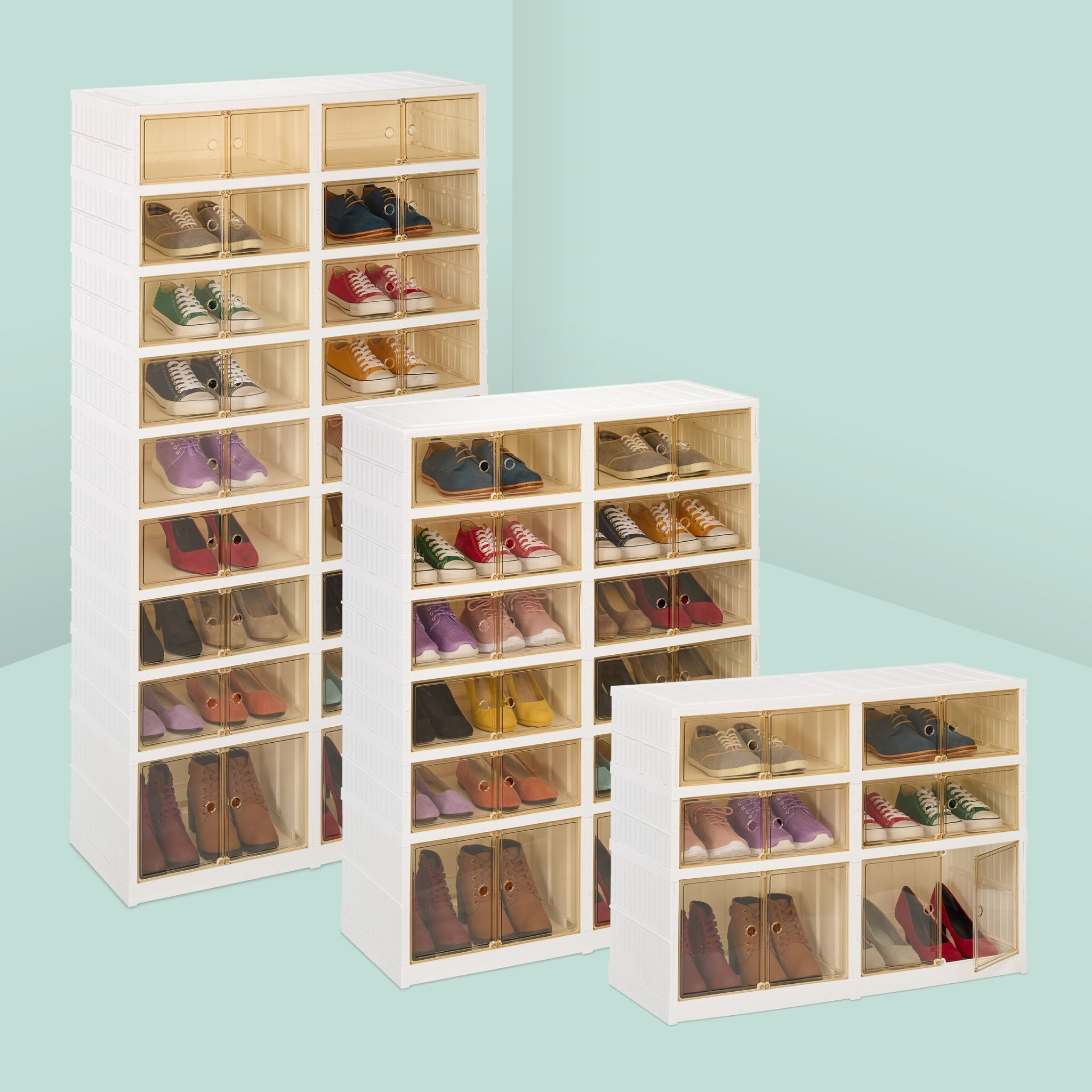 Faltbarer Schuhschrank Weiss-Hellbraun von Relaxdays
