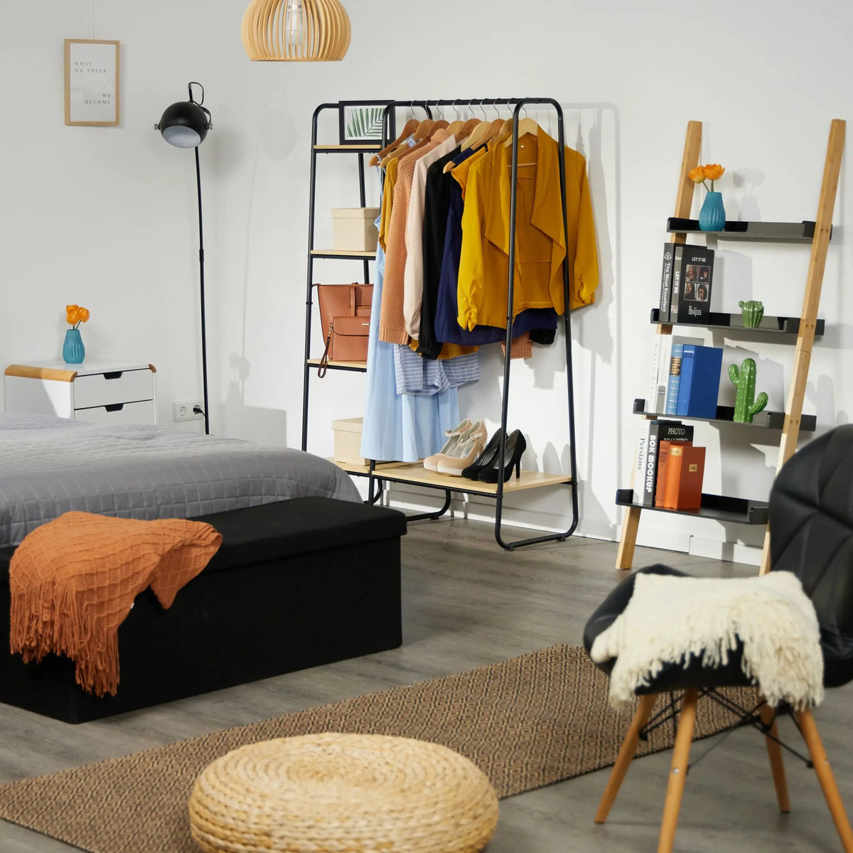 Garderobe mit Regal Hellbraun-Schwarz von Relaxdays