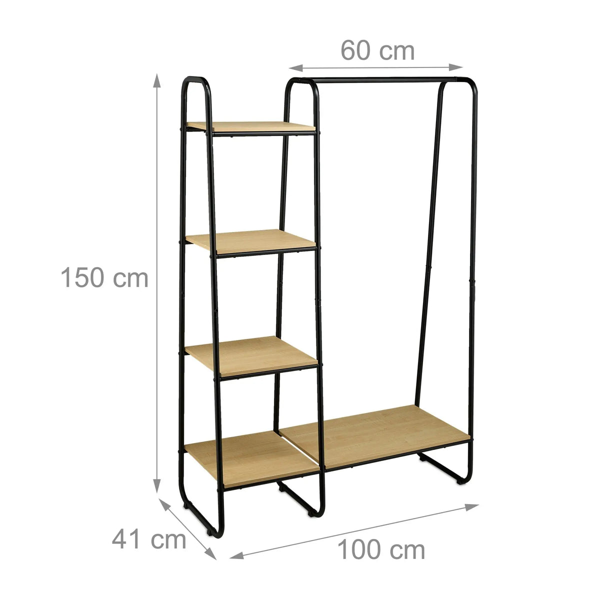 Garderobe mit Regal Hellbraun-Schwarz von Relaxdays