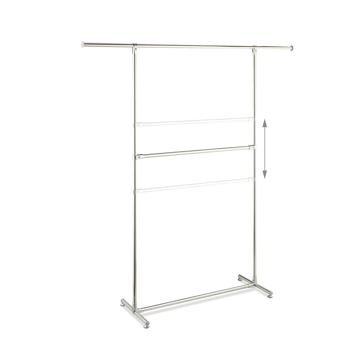 Kleiderständer mit 2 Kleiderstangen Silber von Relaxdays