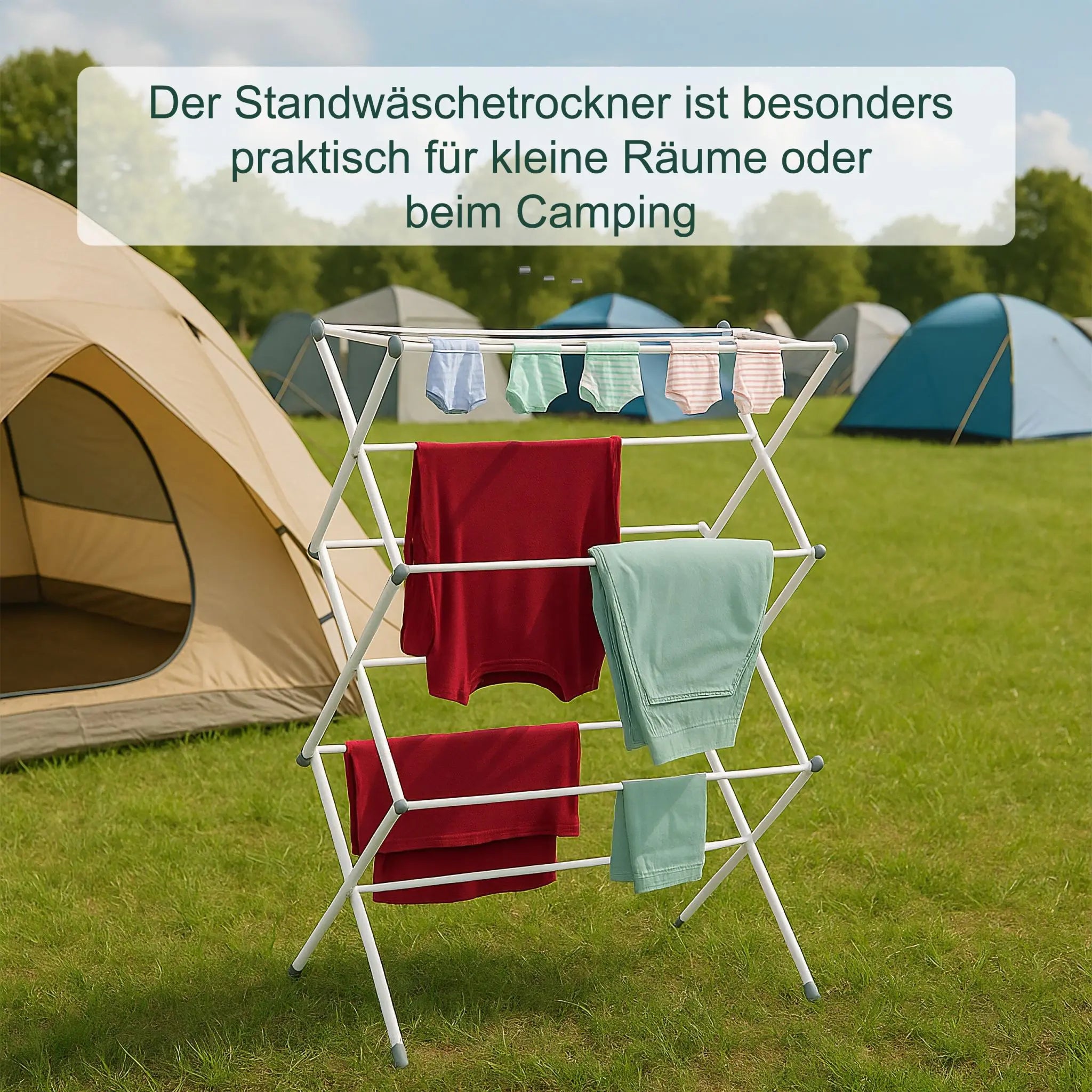 Klappbarer Wäscheständer ziehbar Weiss-Schwarz von Relaxdays