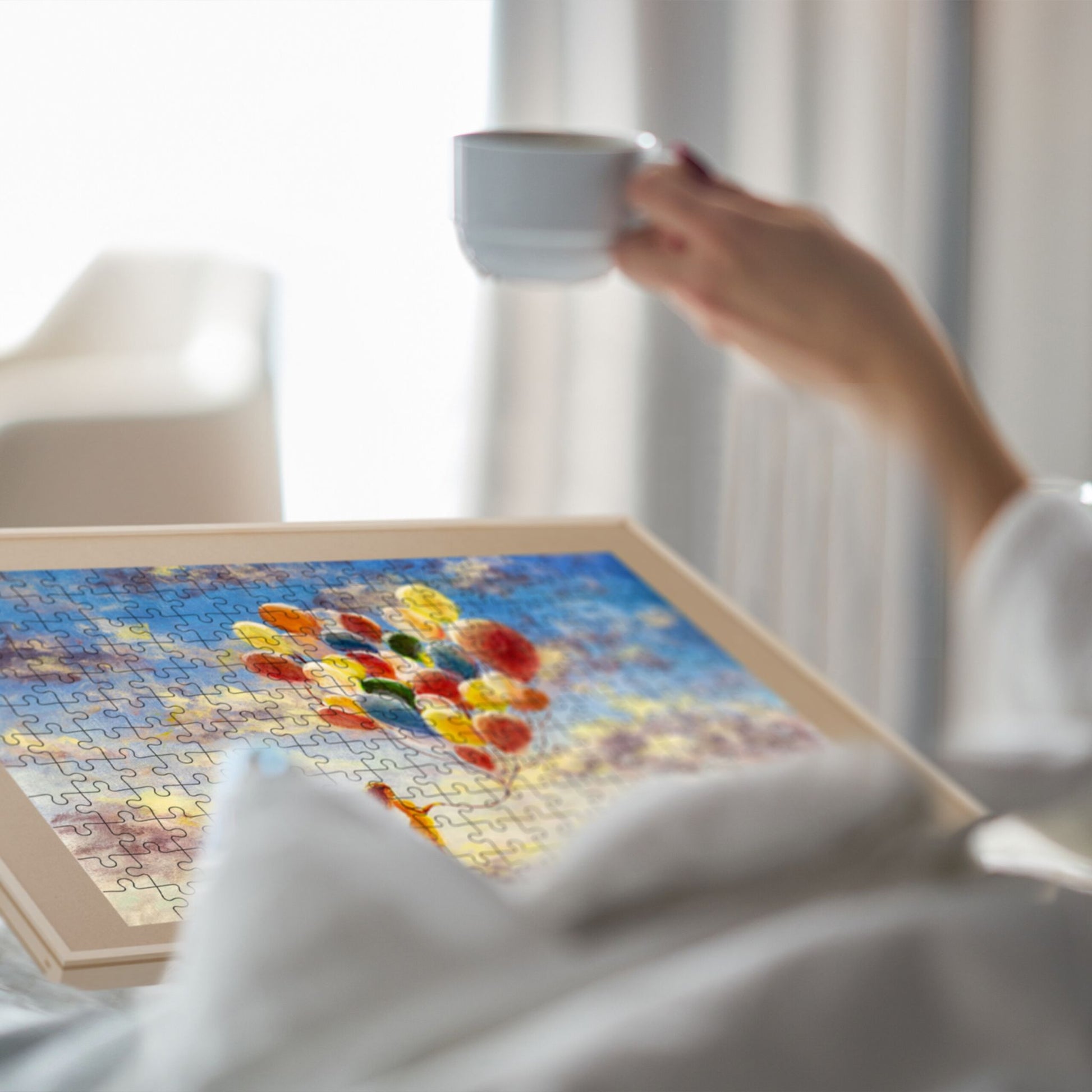 Neig- und drehbares Puzzlebrett Hellbraun von Relaxdays