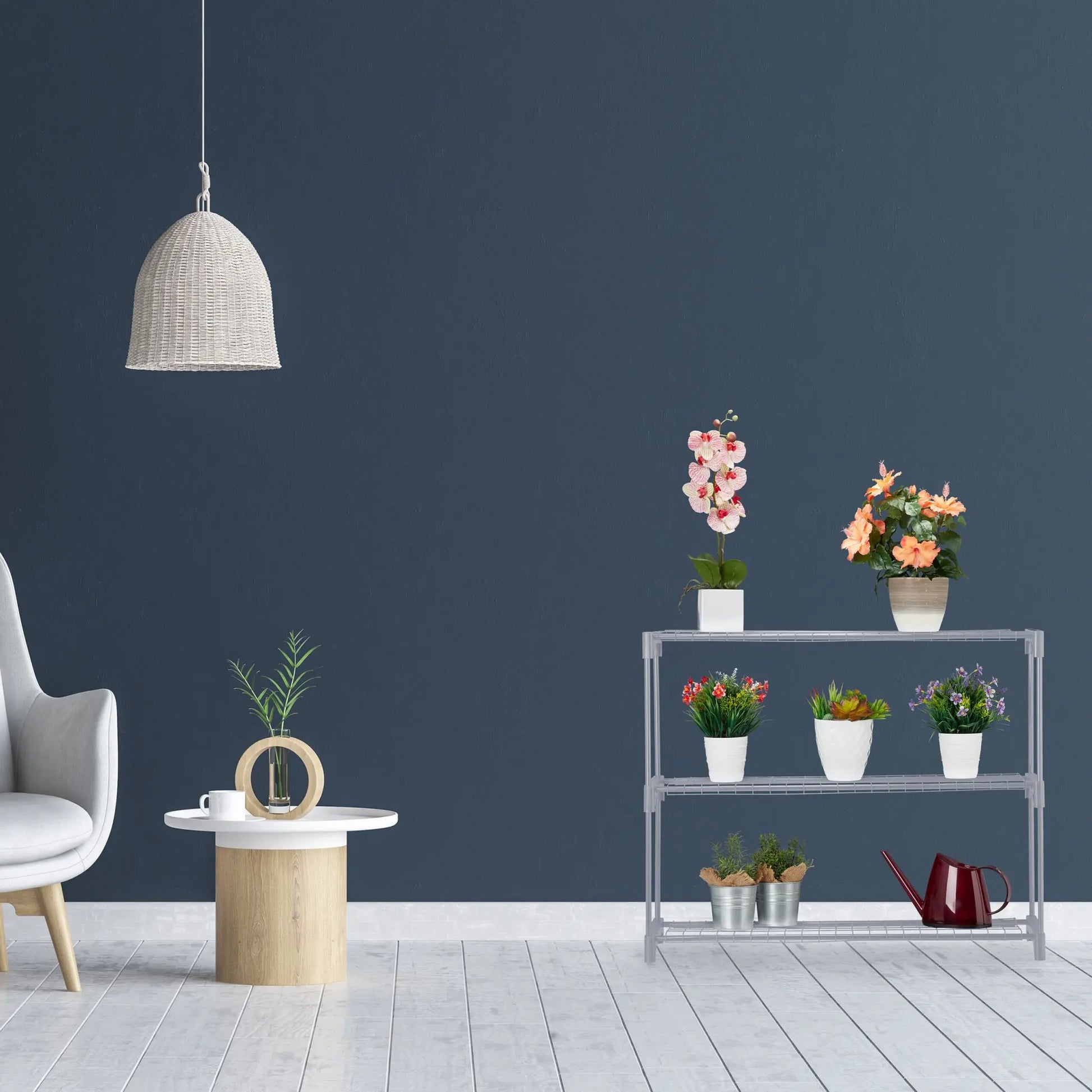 Blumenregal Metall 3 Ebenen Grau von Relaxdays