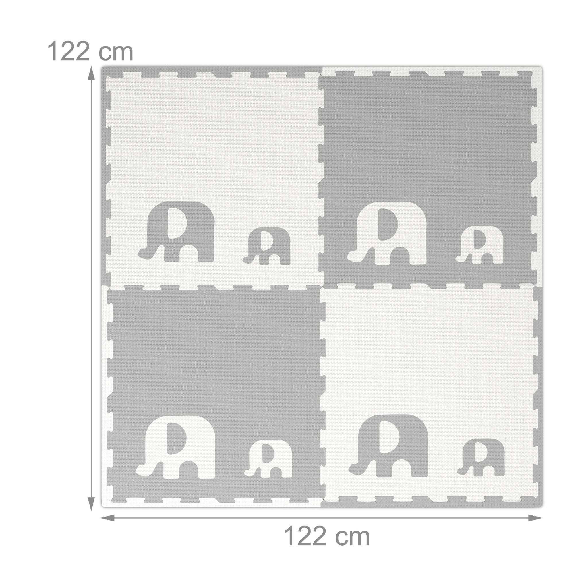 Puzzlematte Elefanten Weiss-Grau von Relaxdays