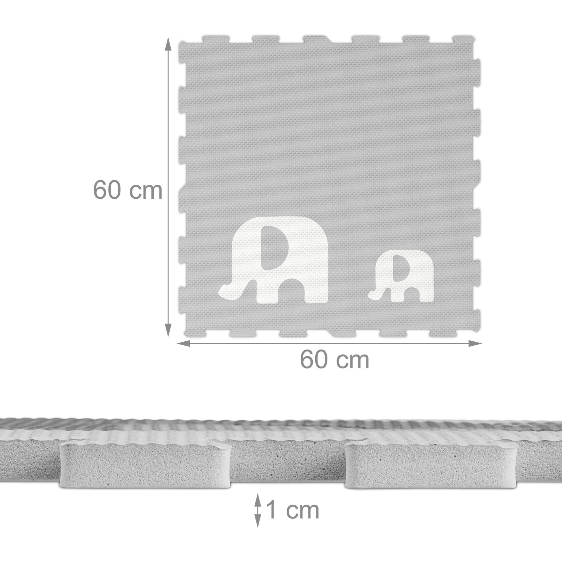 Puzzlematte Elefanten Weiss-Grau von Relaxdays