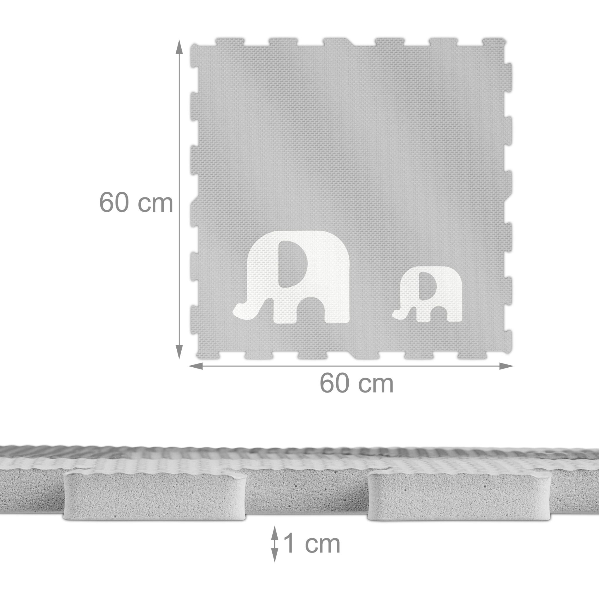 Puzzlematte Elefanten Weiss-Grau von Relaxdays