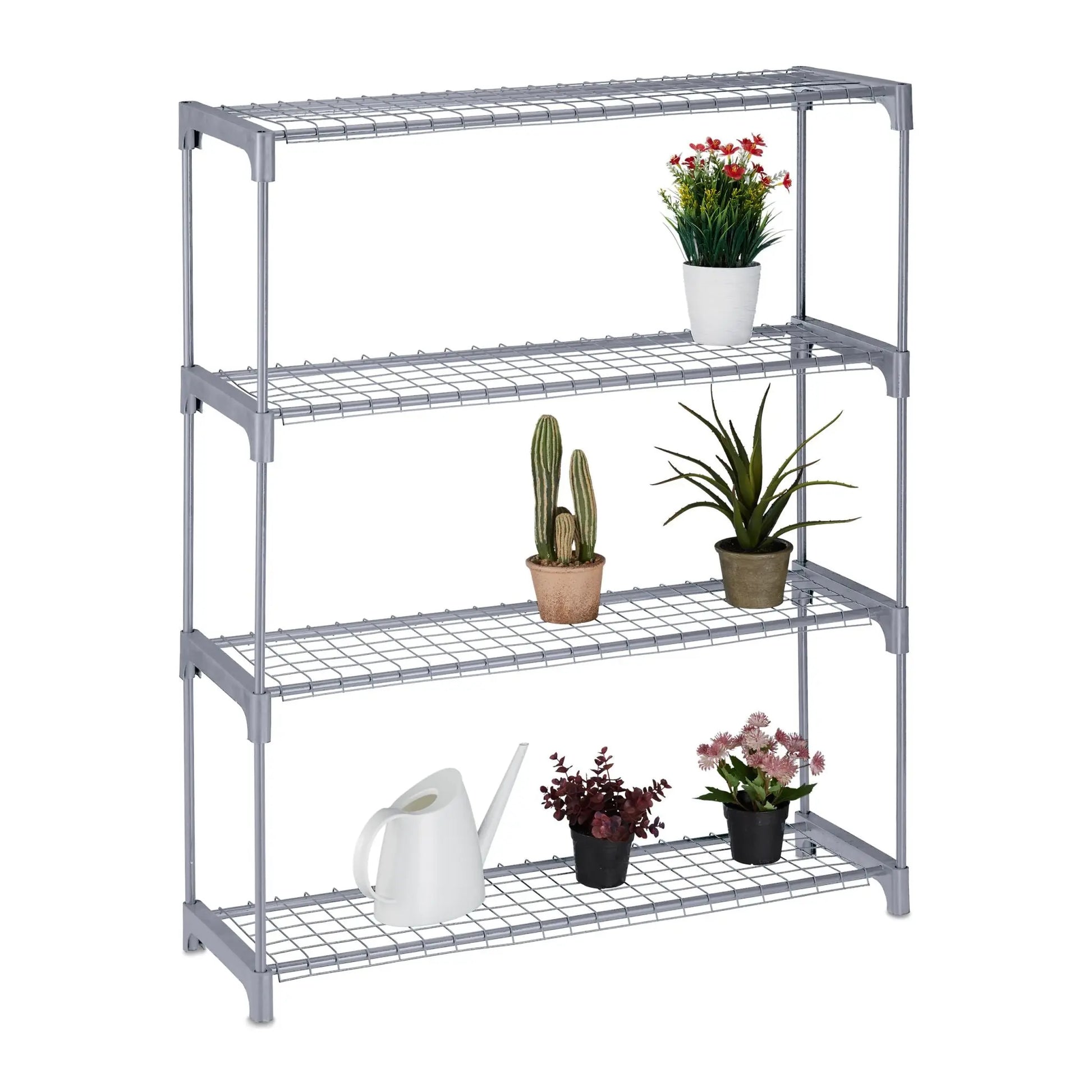 Blumenregal Metall 4 Ebenen Grau von Relaxdays
